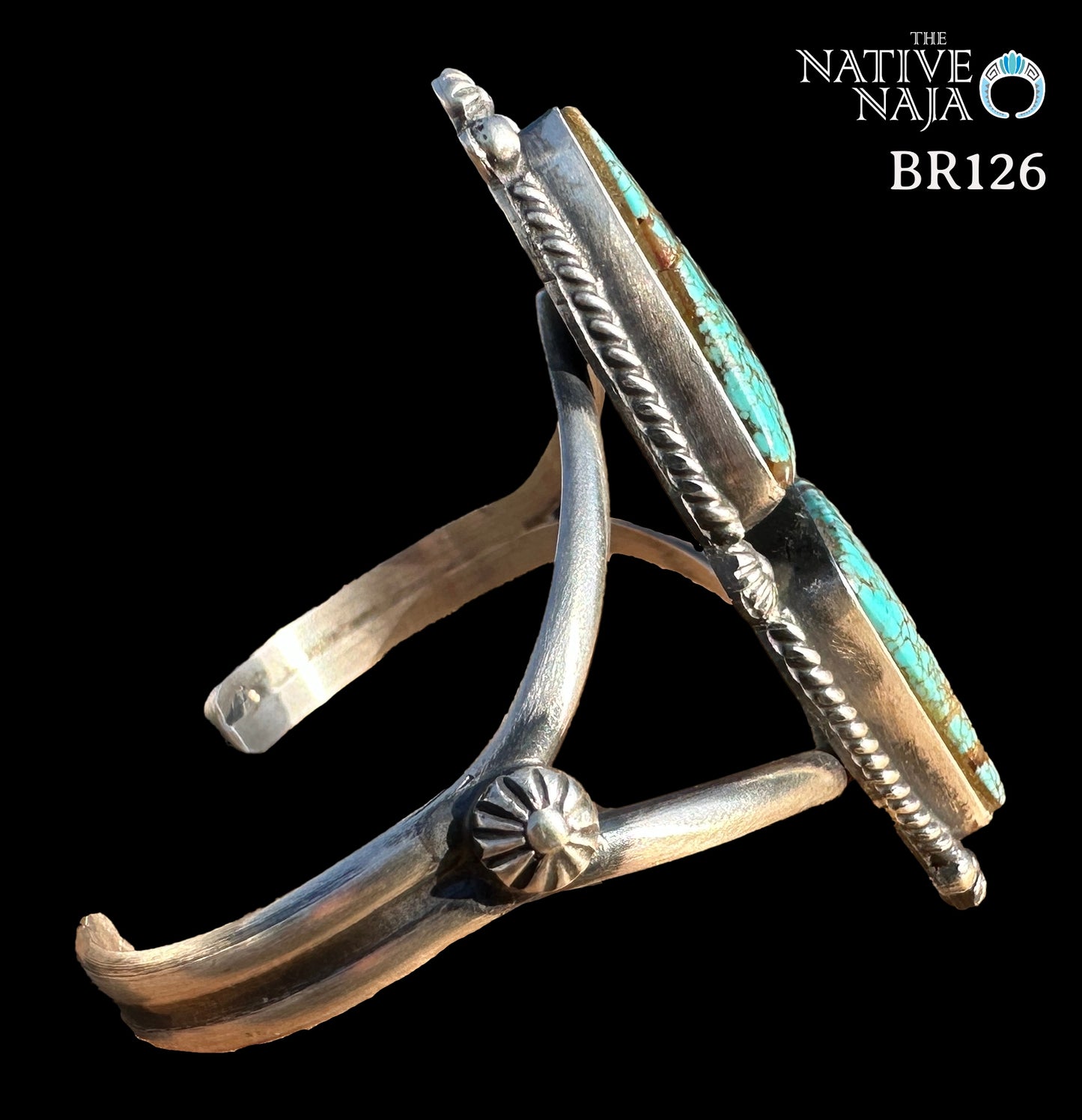Navajo Artist Robert Shakey Sterling Silver & Mine #8 Turquoise Cuff Bracelet BR126