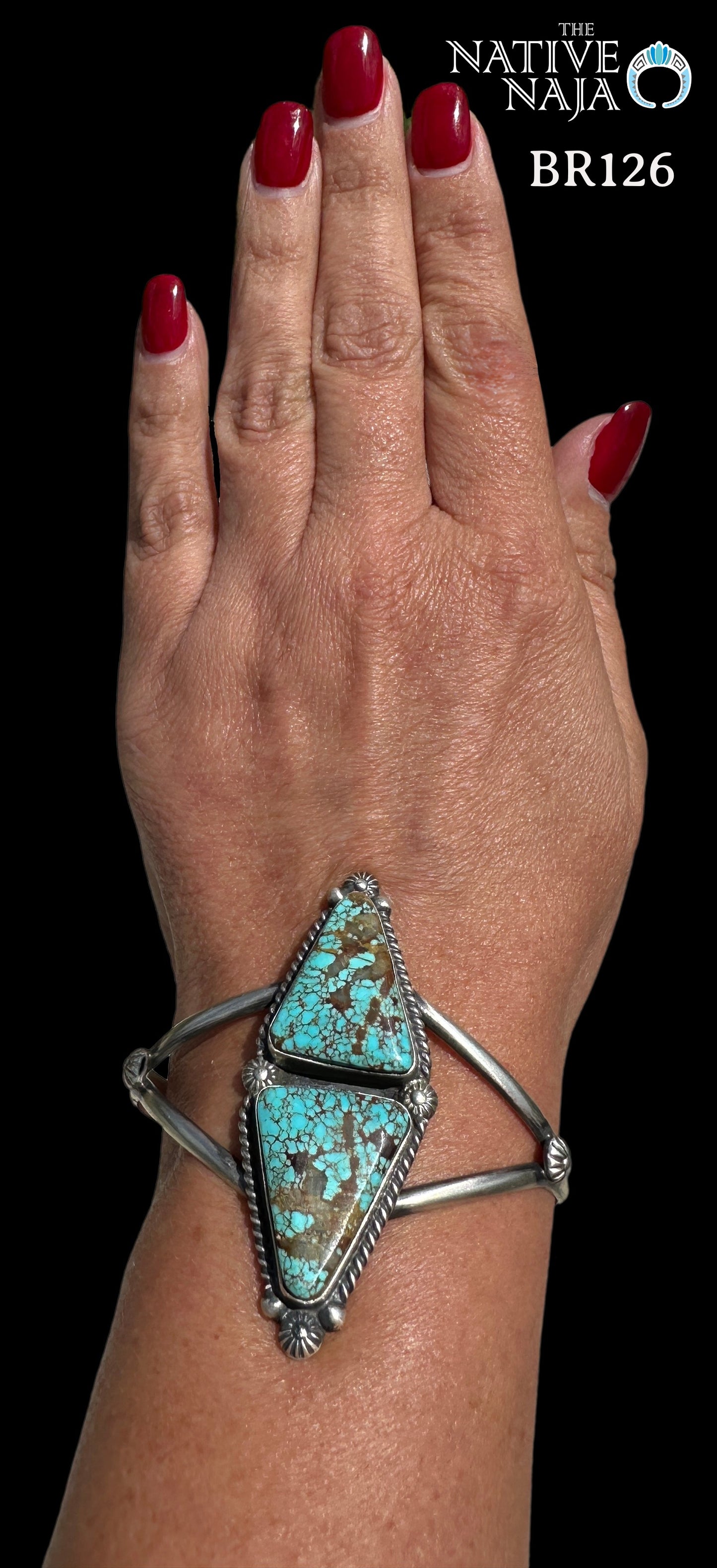 Navajo Artist Robert Shakey Sterling Silver & Mine #8 Turquoise Cuff Bracelet BR126