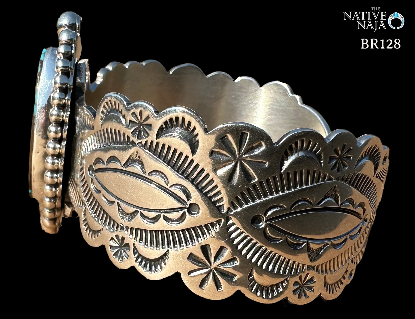 Navajo Artist Daniel Benally Sterling Silver & Egyptian Turquoise Cuff Bracelet BR128