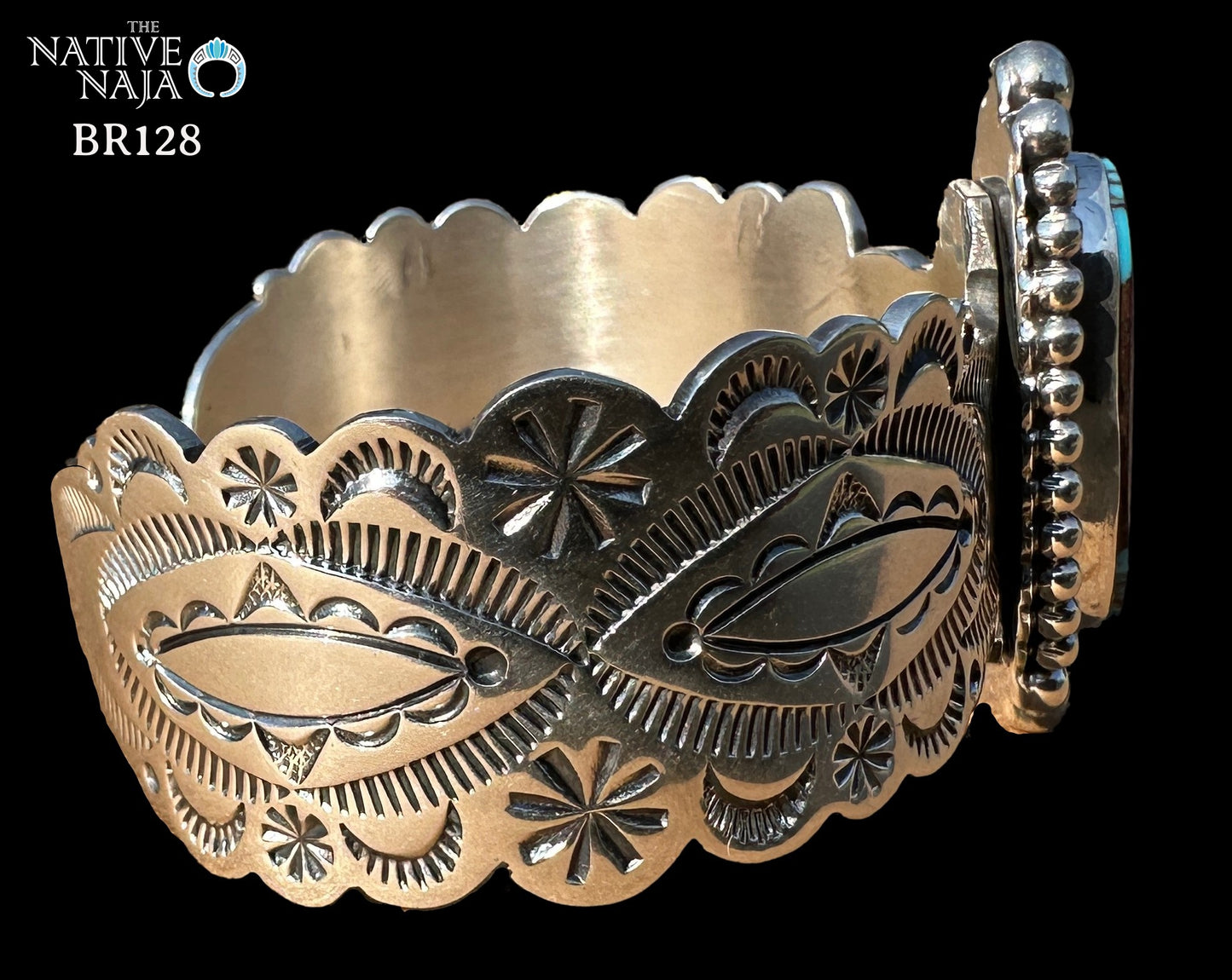Navajo Artist Daniel Benally Sterling Silver & Egyptian Turquoise Cuff Bracelet BR128