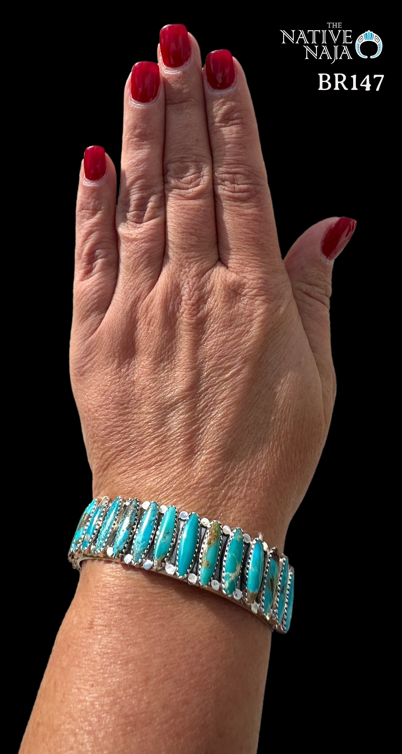 Navajo Anna Spencer Sterling Silver & Kingman Turquoise Cuff Bracelet BR147