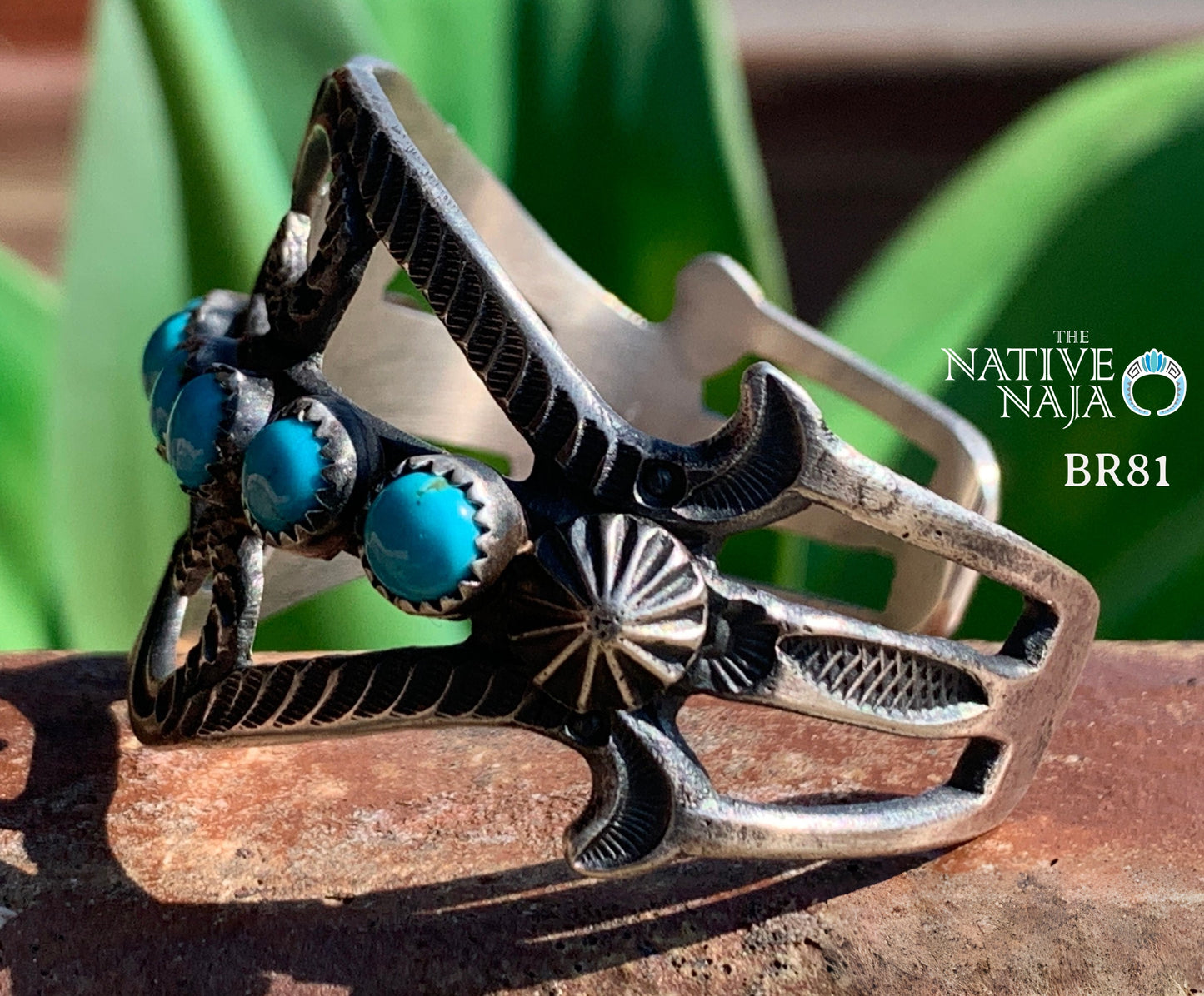 Navajo KB Billah Elegant Turquoise & Sterling Silver Sandcast Cuff Bracelet BR81