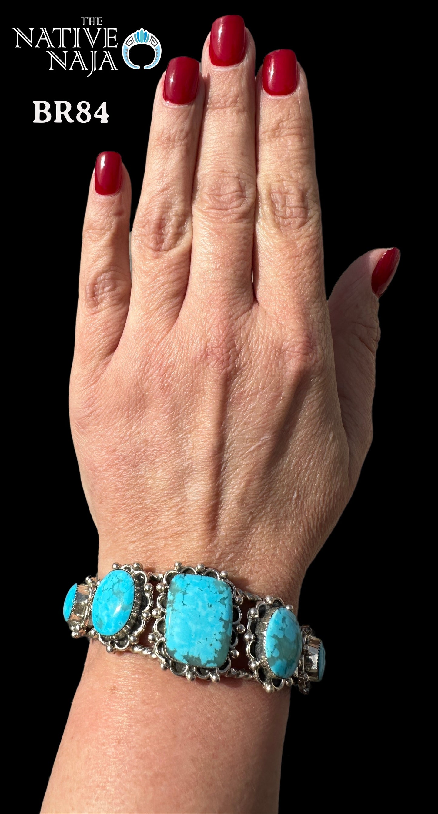 Navajo Sheena Jack Kingman Turquoise & Sterling Silver Cuff Bracelet BR84