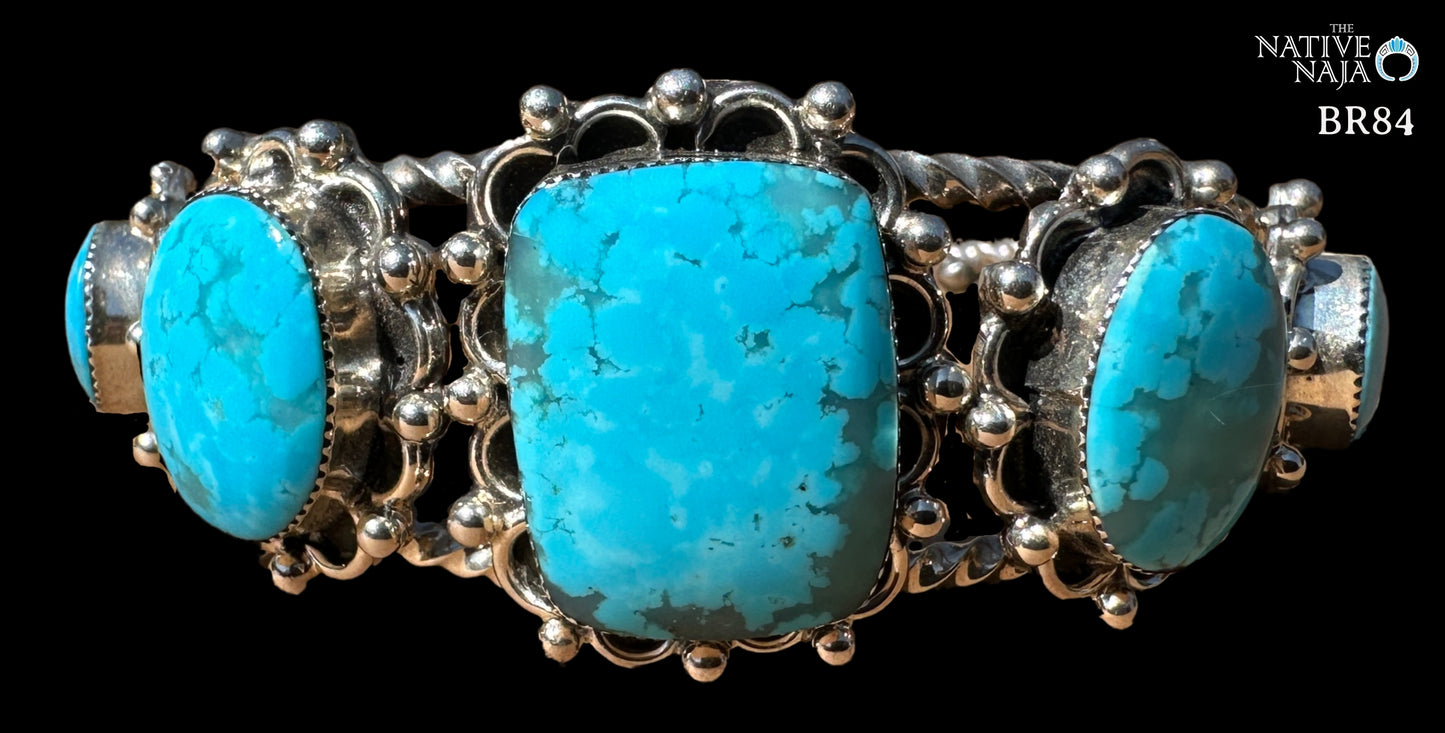Navajo Sheena Jack Kingman Turquoise & Sterling Silver Cuff Bracelet BR84