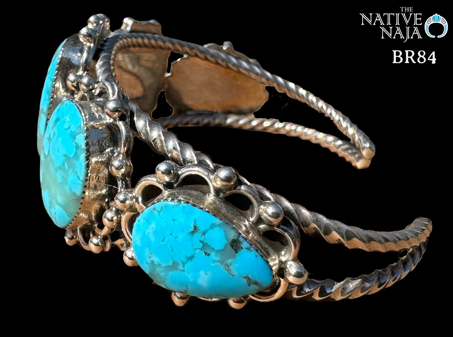 Navajo Sheena Jack Kingman Turquoise & Sterling Silver Cuff Bracelet BR84