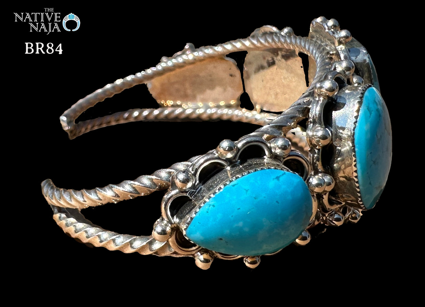 Navajo Sheena Jack Kingman Turquoise & Sterling Silver Cuff Bracelet BR84