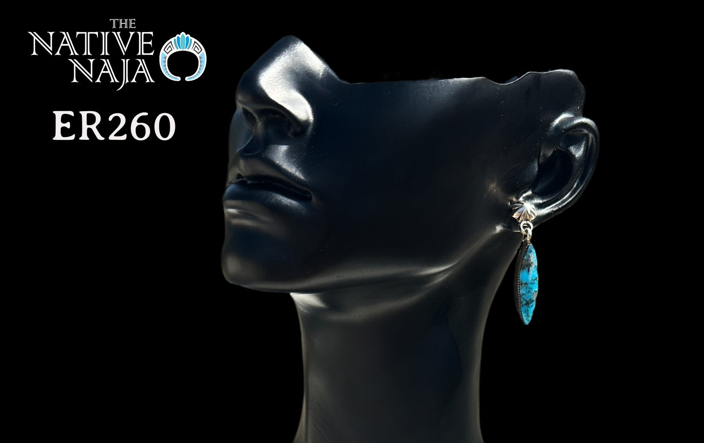 Navajo Wendell Jake Sterling Silver & Kingman Post Drop Earrings ER260