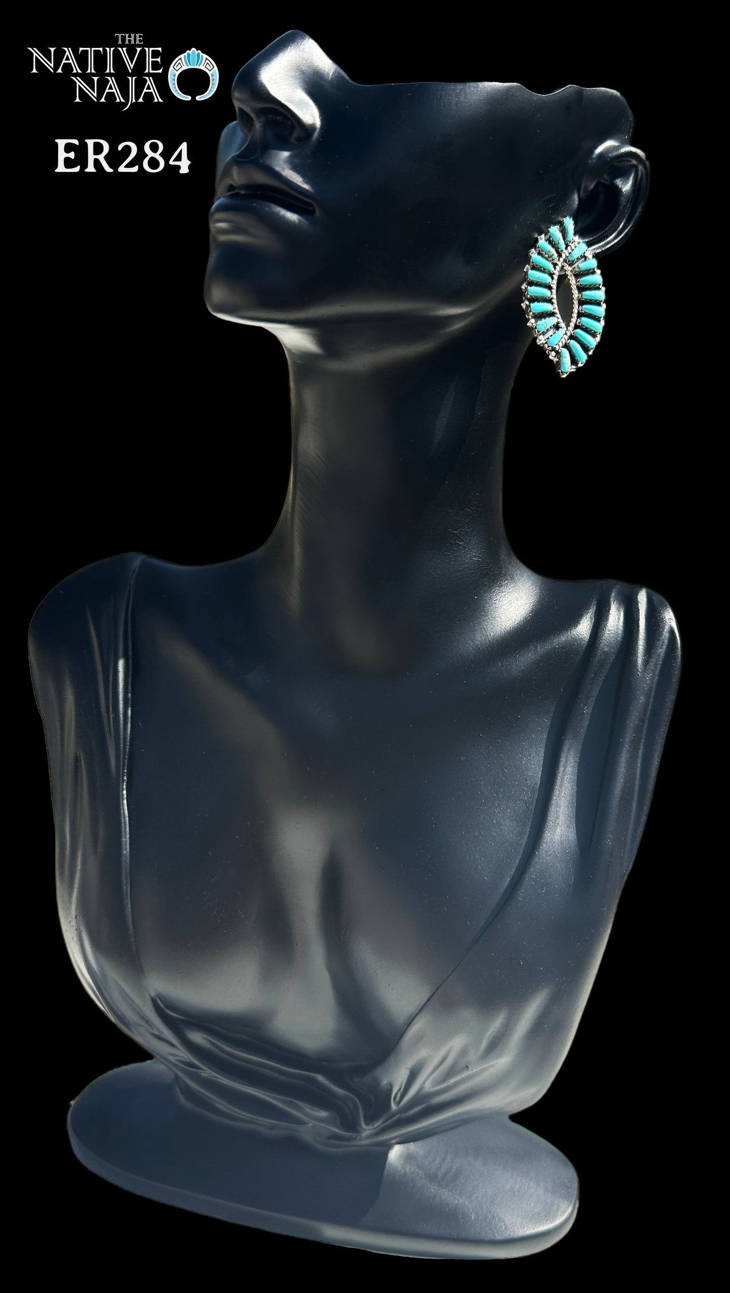 Navajo Tamara Benally Sterling Silver & Kingman Turquoise Petit Point Post Earrings ER284