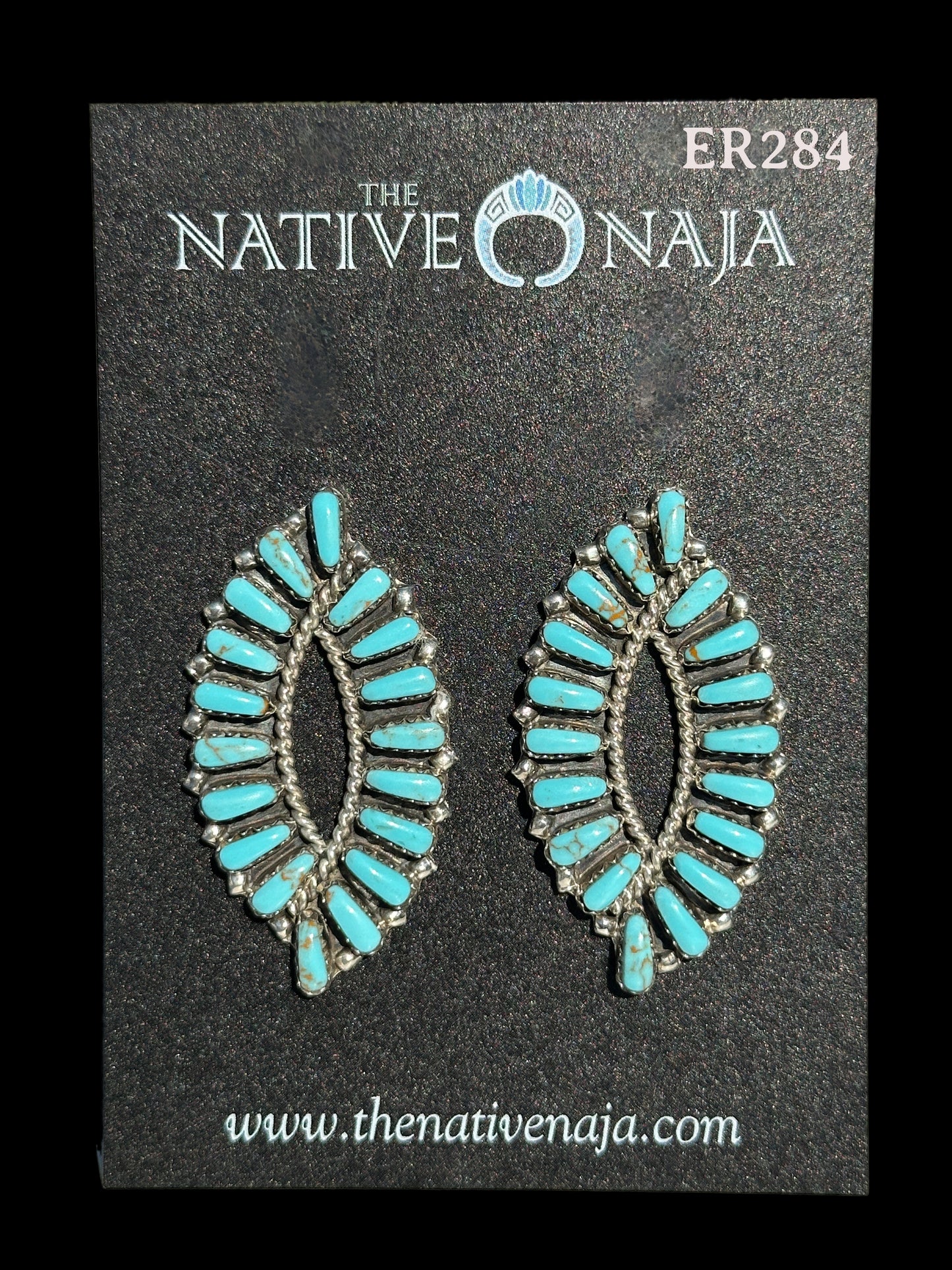 Navajo Tamara Benally Sterling Silver & Kingman Turquoise Petit Point Post Earrings ER284