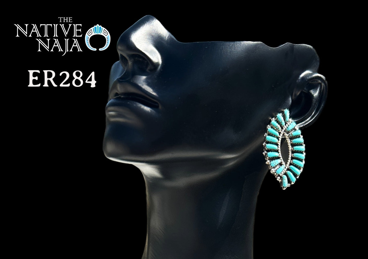 Navajo Tamara Benally Sterling Silver & Kingman Turquoise Petit Point Post Earrings ER284