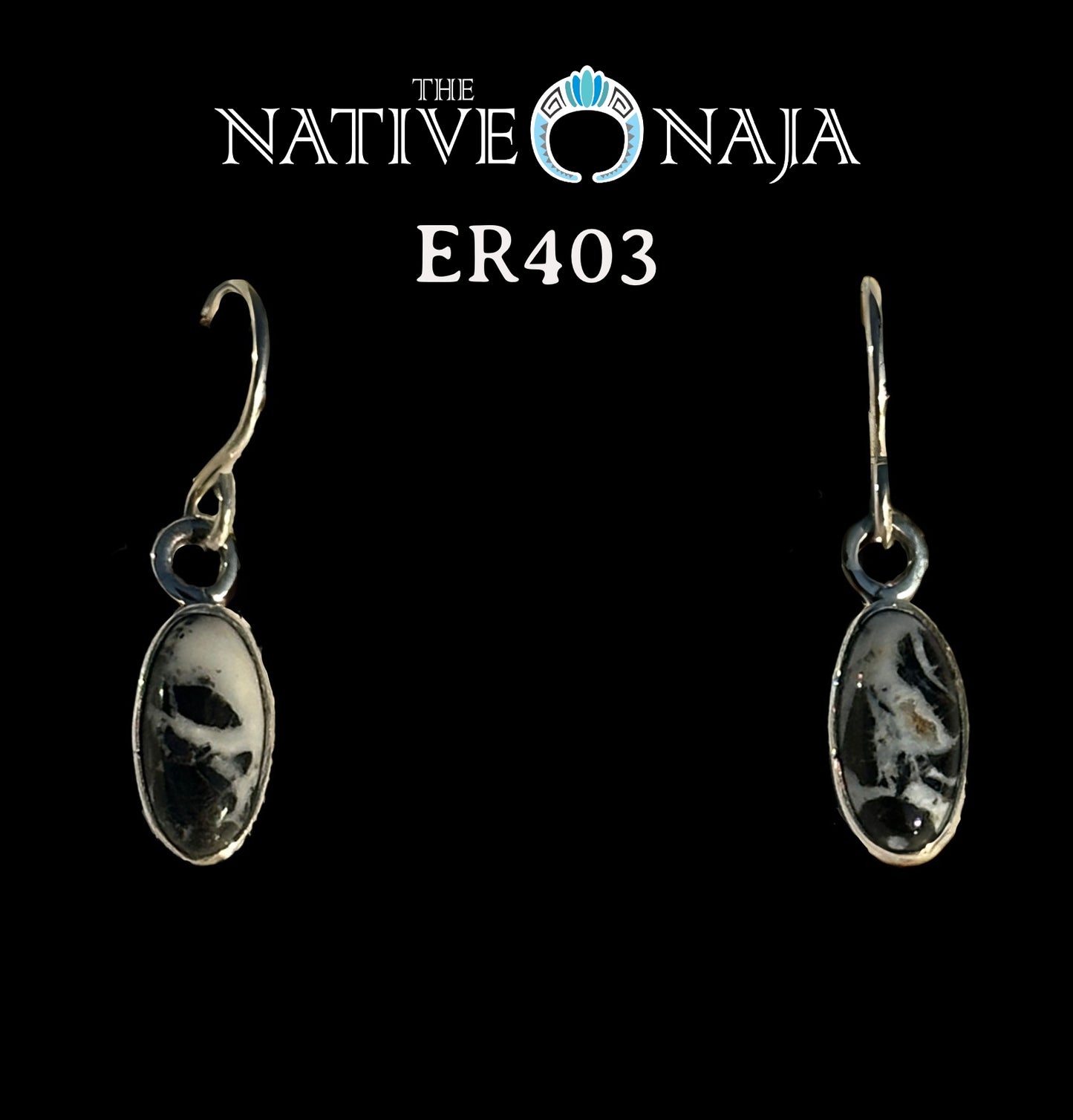 Navajo Signed White Buffalo Sterling Silver Dainty French Hook Earrings ER403