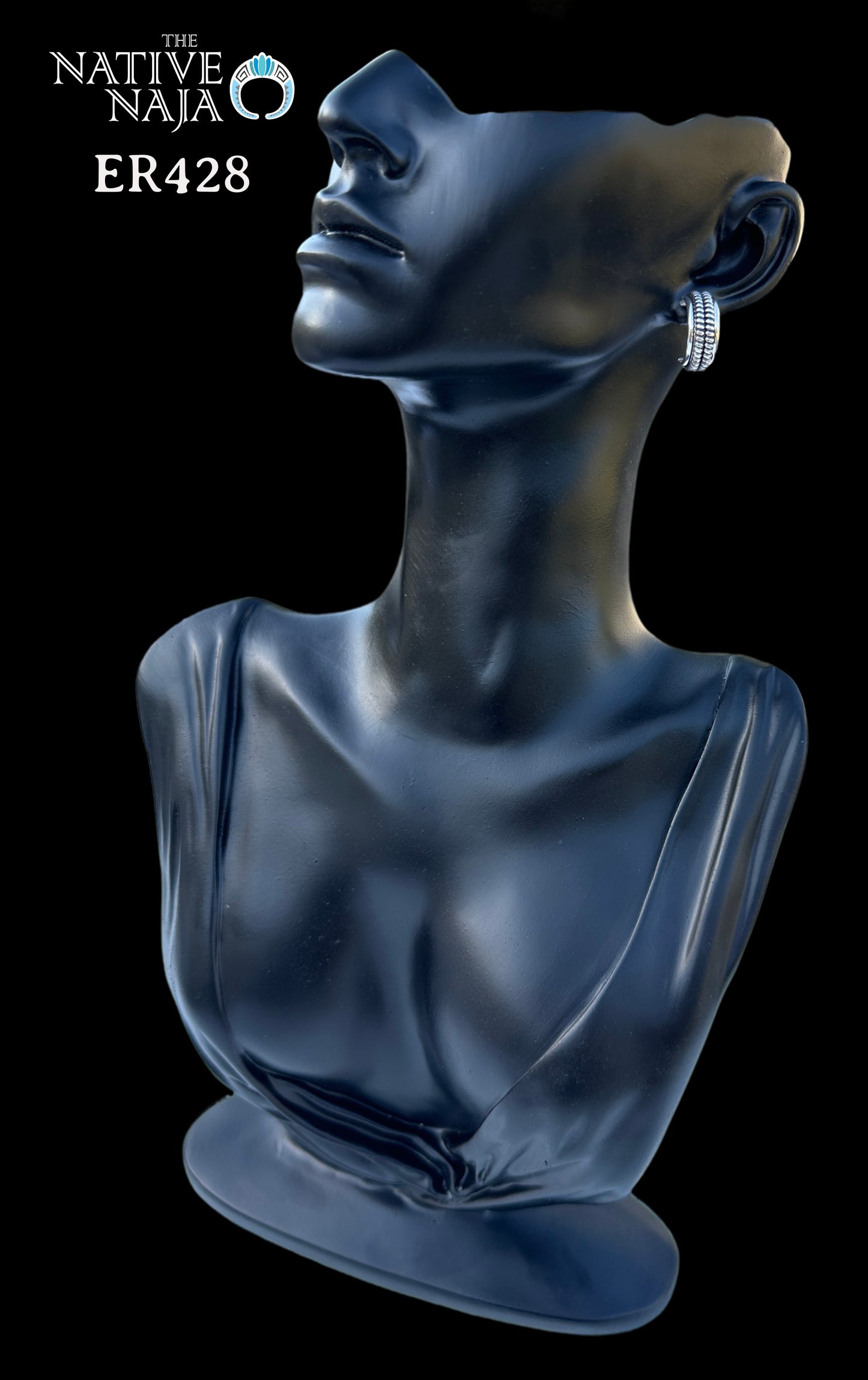 Navajo Caroline Tsosie Handmade Sterling Silver Double Row Twisted Wire Hoop Post Earrings ER428