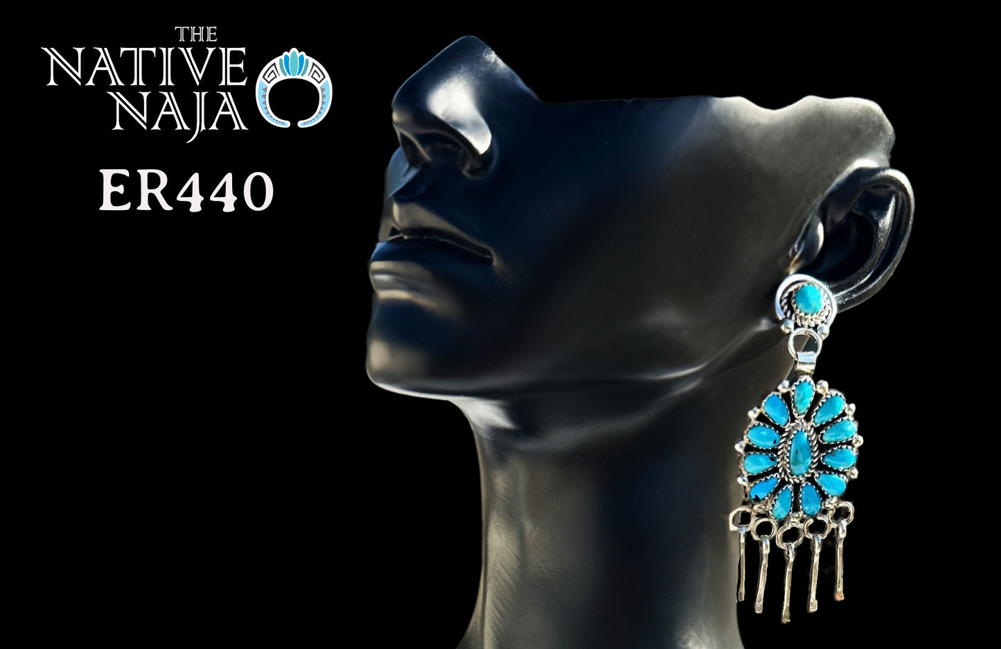 Navajo Artist Eunice Wilson Sterling Silver & Petit Point Kingman Turquoise Post Chandelier Earrings ER440