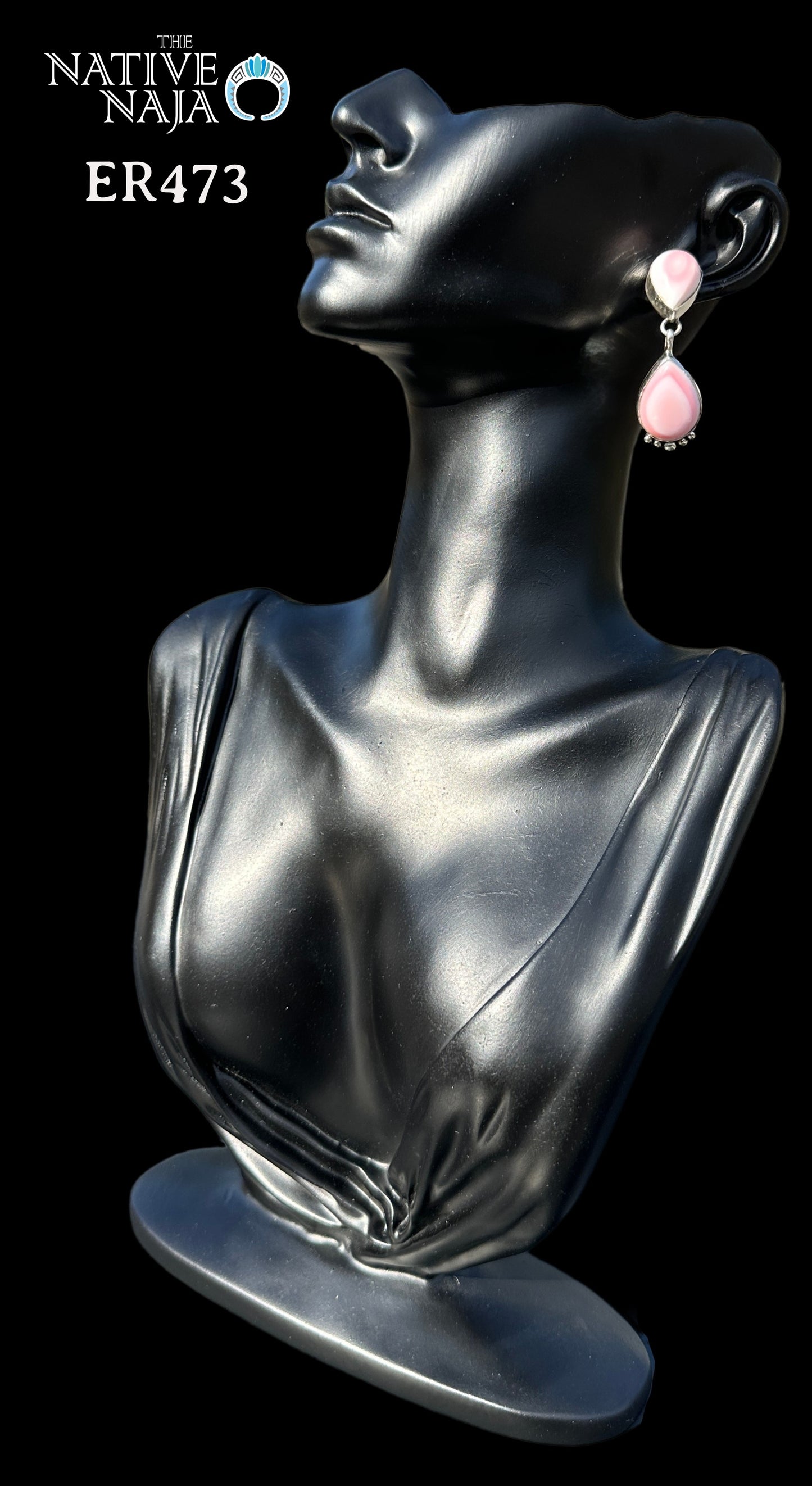Navajo Pansy Johnson Pink Queen Conch Shell & Sterling Silver Post Dangle Earrings ER473