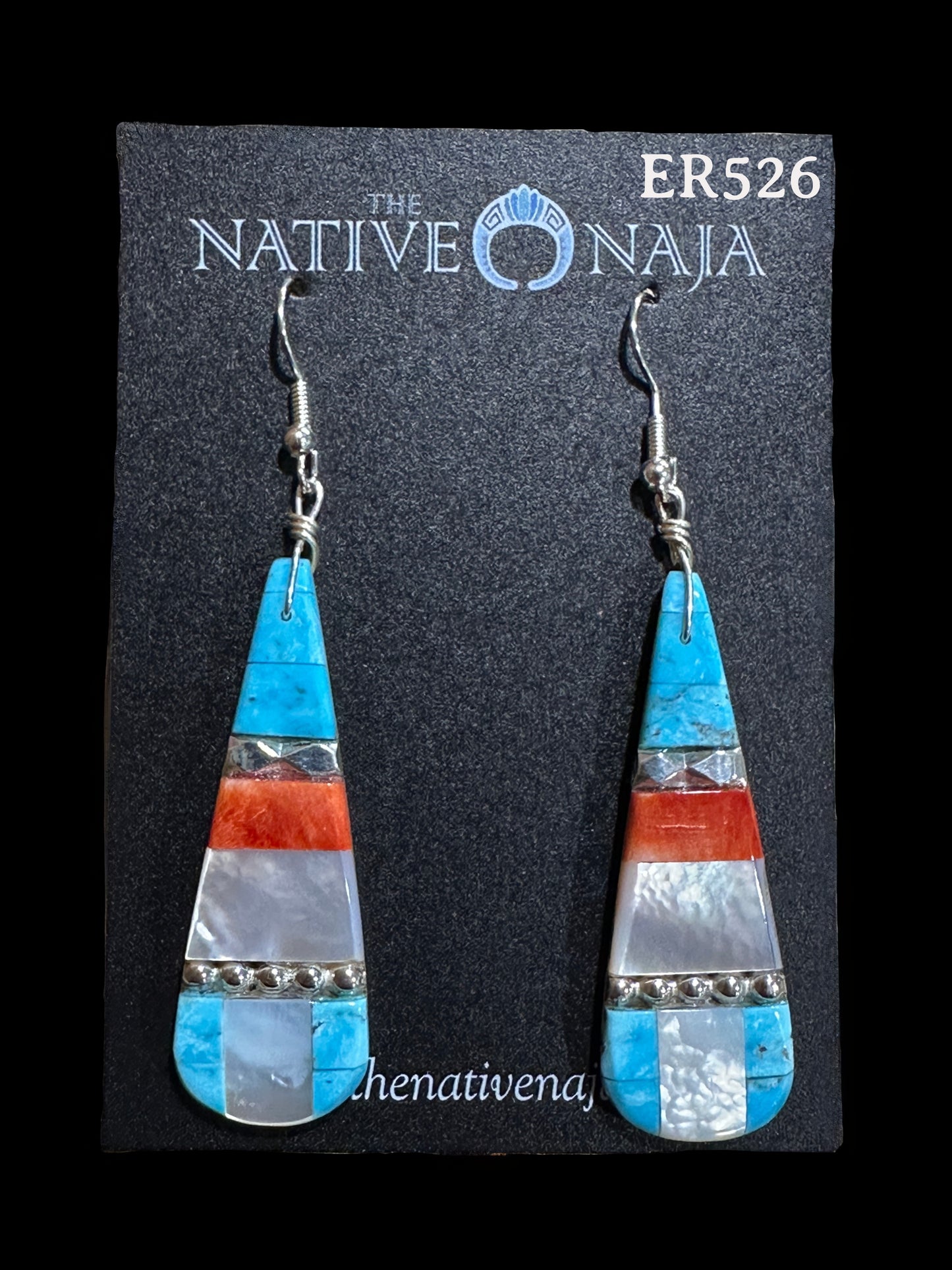 Santo Domingo Pueblo Artist Daniel Coriz Inlay Slab French Hook Earrings ER526