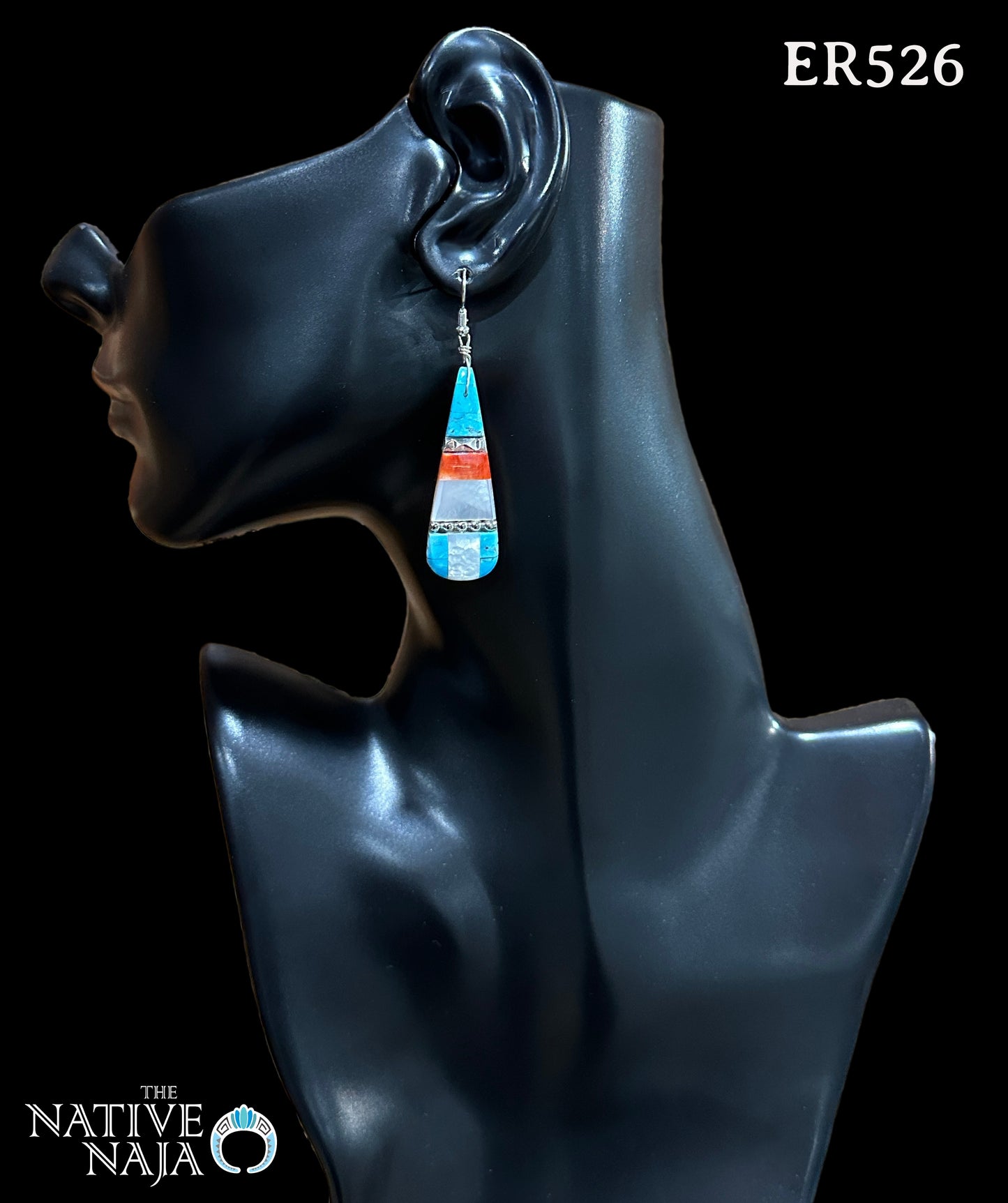 Santo Domingo Pueblo Artist Daniel Coriz Inlay Slab French Hook Earrings ER526