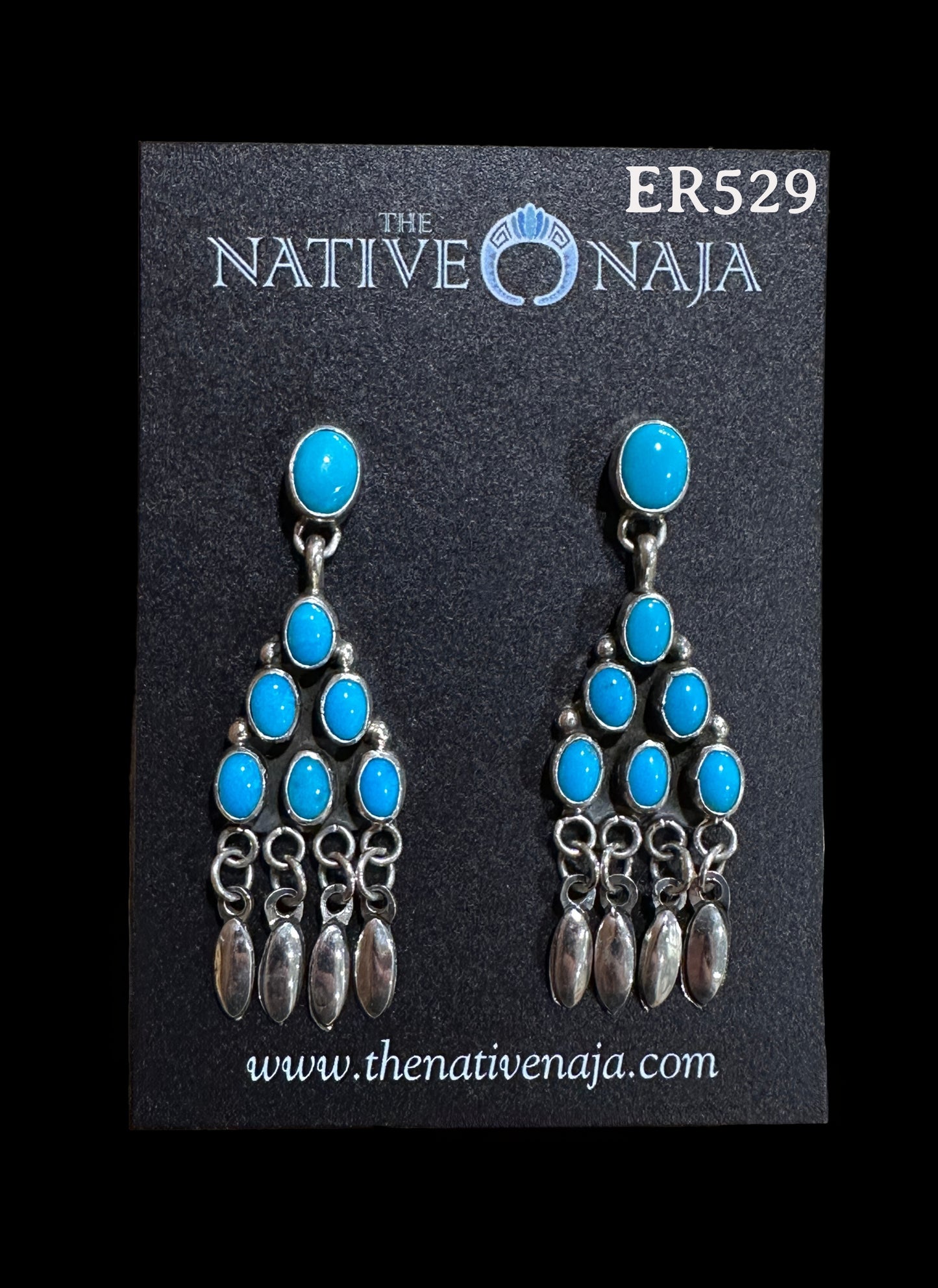 Stunning Navajo Geneva Apachito Sleeping Beauty & Sterling Silver Chandelier Post Earrings ER529