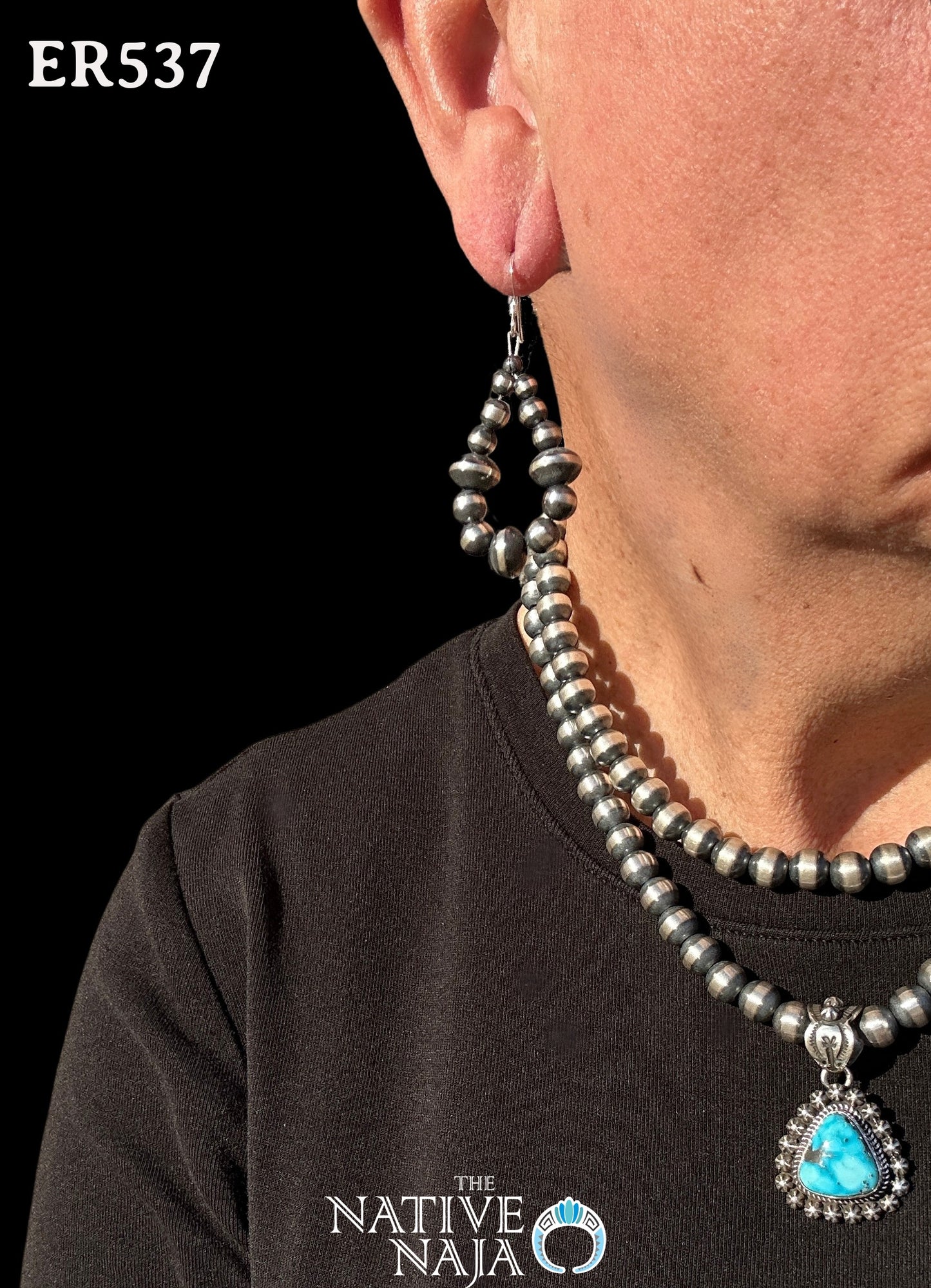 Sterling Silver Navajo Pearl French Hook Earrings ER537