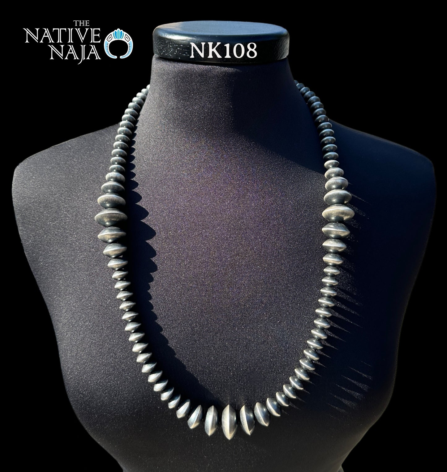 Navajo Tonisha Haley Handmade Sterling Silver Saucer Navajo Pearl Necklace NK108