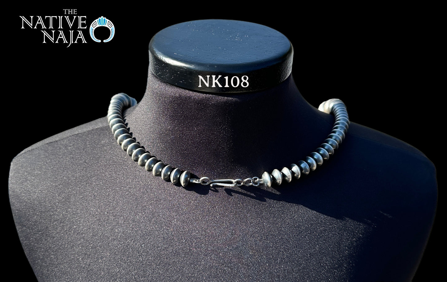 Navajo Tonisha Haley Handmade Sterling Silver Saucer Navajo Pearl Necklace NK108
