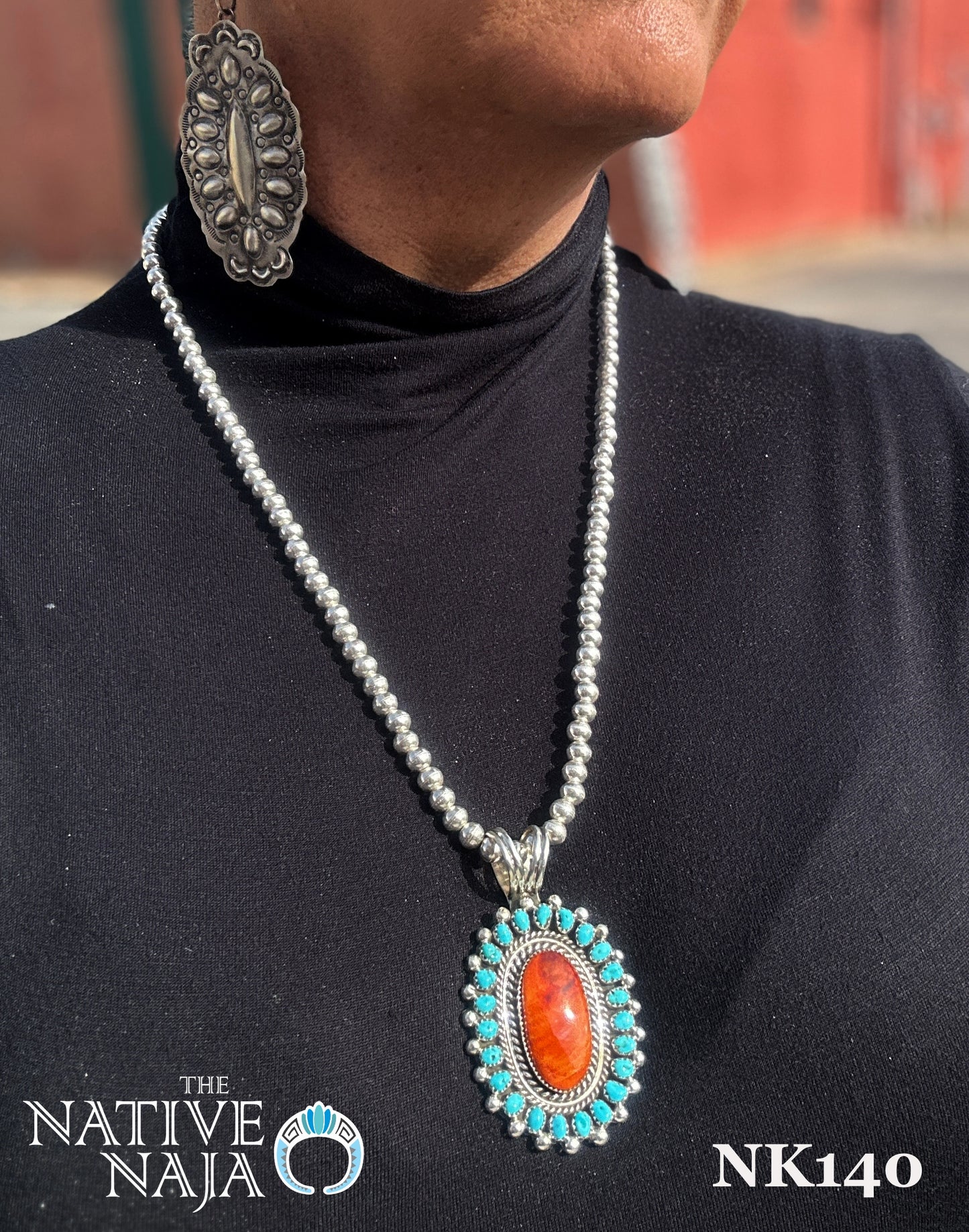 Navajo Chimney Butte 24.5" Polished Shiny Sterling Silver 6mm Navajo Pearls Necklace NK140