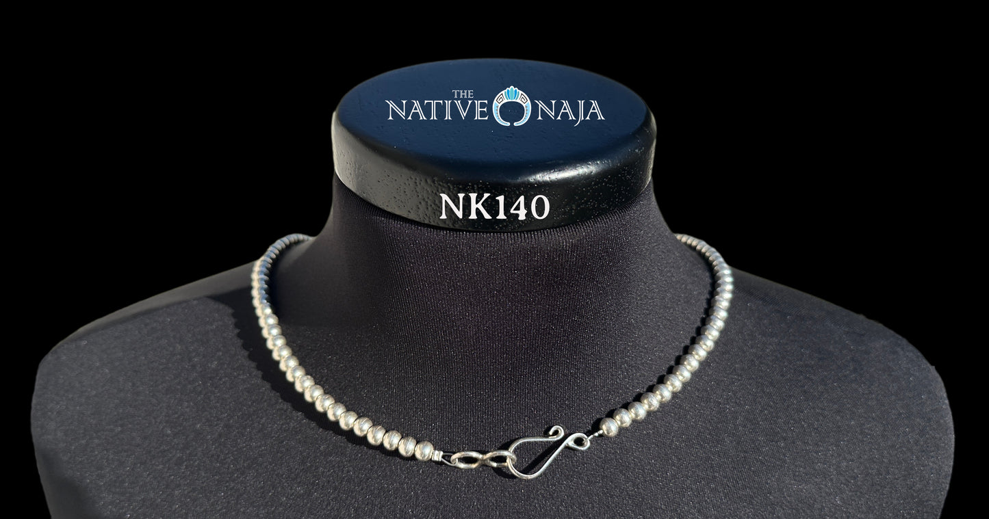 Navajo Chimney Butte 24.5" Polished Shiny Sterling Silver 6mm Navajo Pearls Necklace NK140