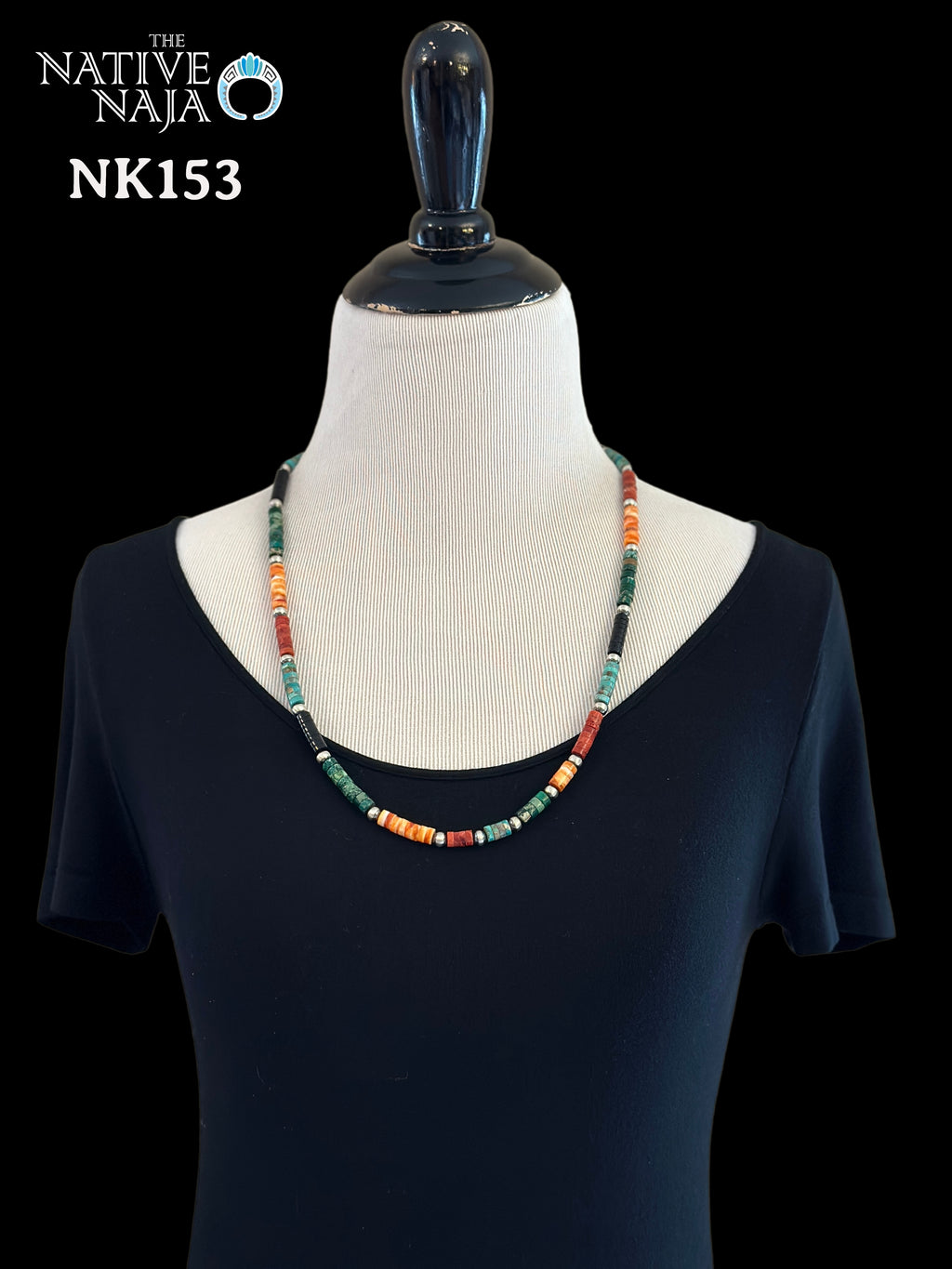 Navajo Artist Fred Archuleta Sterling Silver Multi Stone Heishi Beads & Navajo Pearl 24 1/2" Necklace NK153