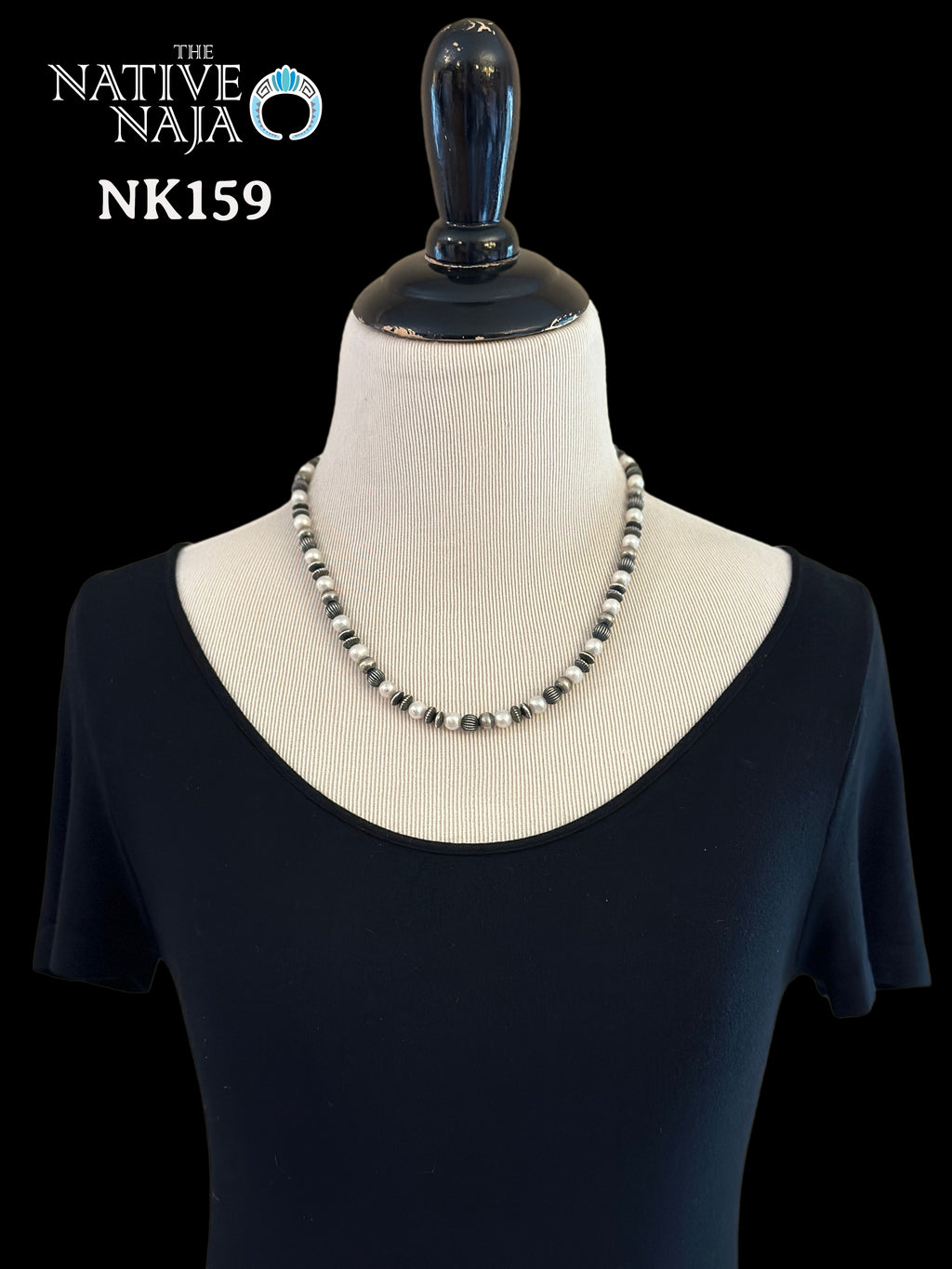 Navajo Hand Strung Sterling Silver Navajo Pearls & Freshwater Pearls 20" Necklace NK159