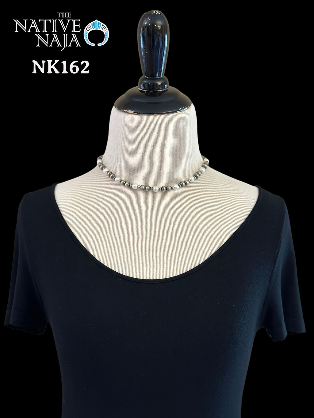 Navajo Hand Strung Sterling Silver Navajo Pearls & Freshwater Pearls 16" Necklace NK162