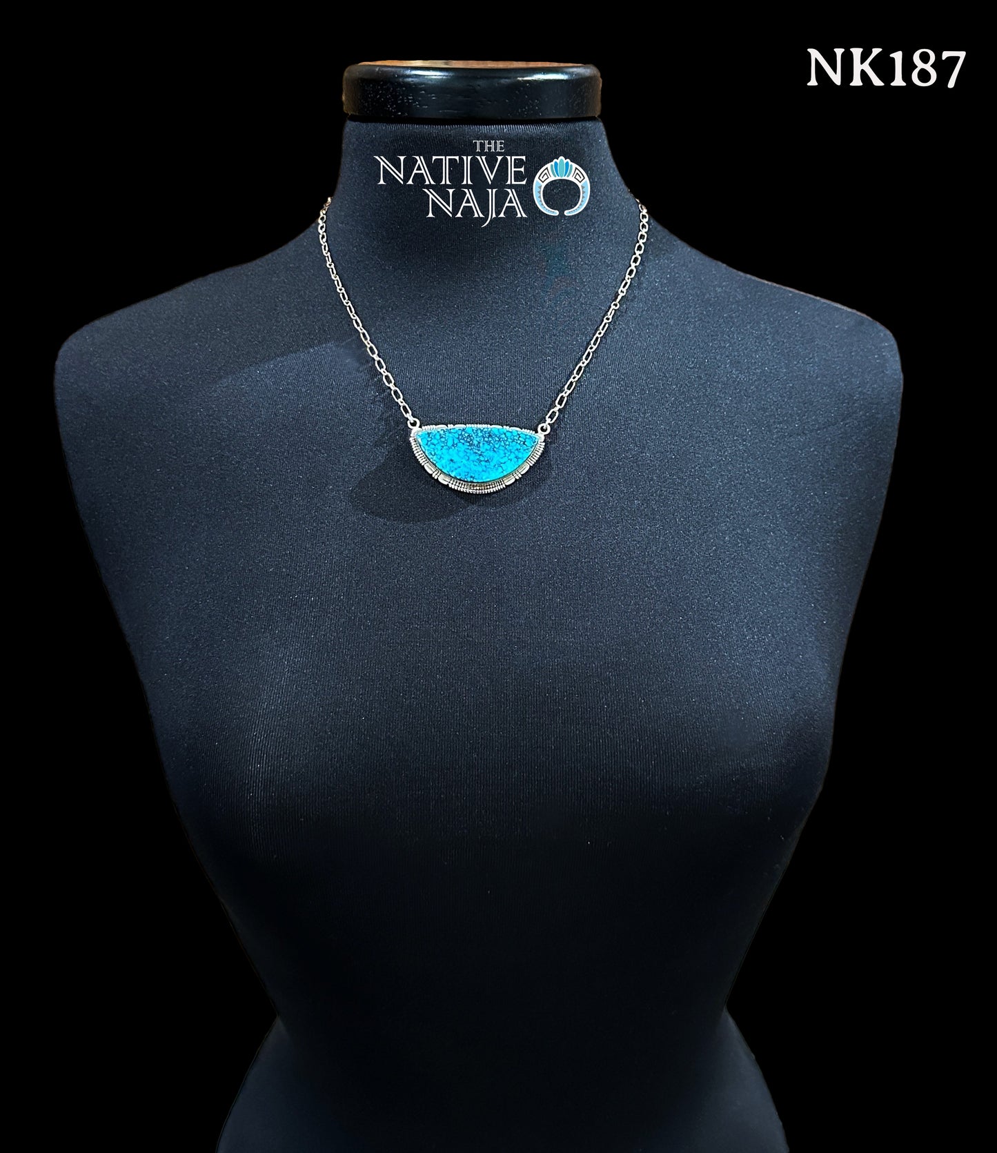 Navajo Steve Francisco Spiderweb Kingman Turquoise & Sterling Silver Necklace NK187