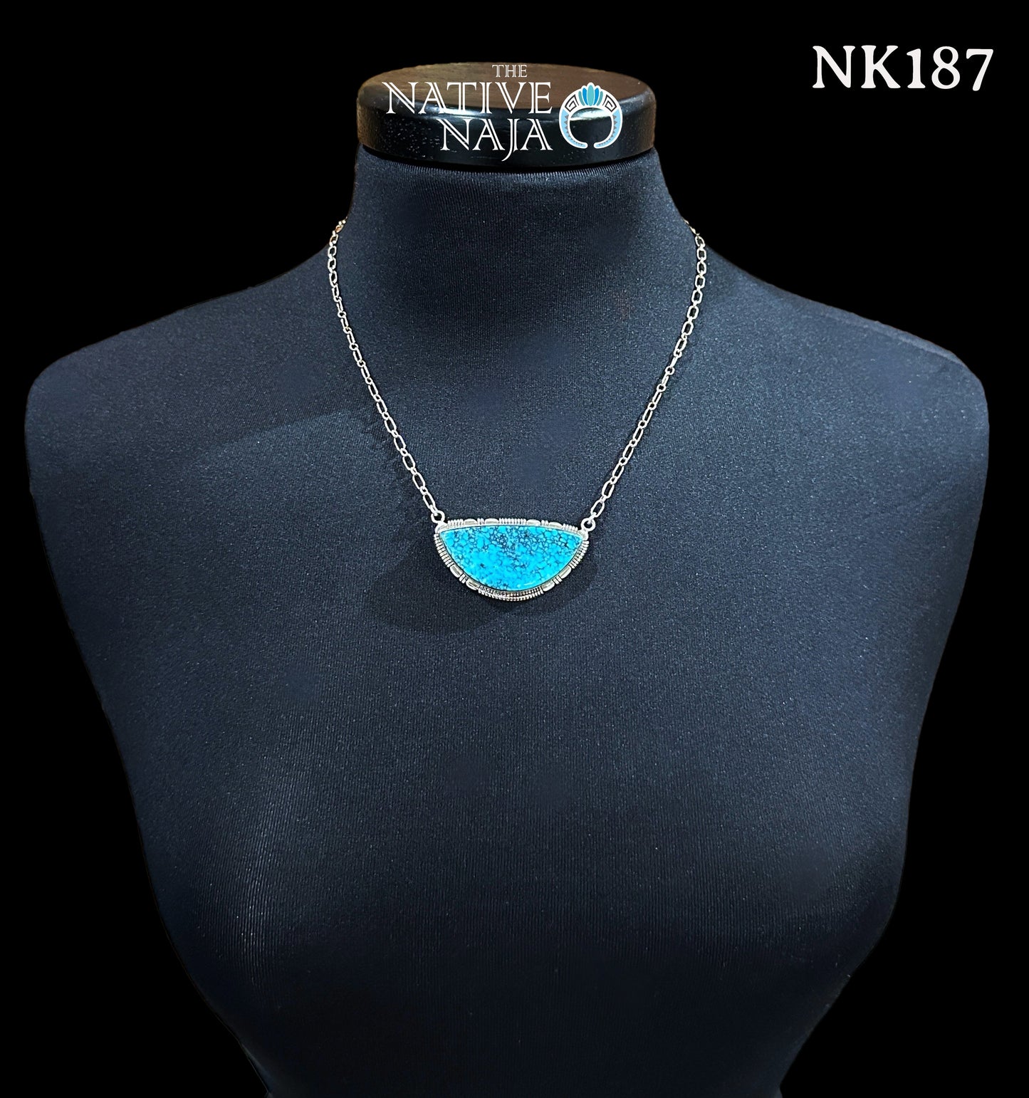 Navajo Steve Francisco Spiderweb Kingman Turquoise & Sterling Silver Necklace NK187