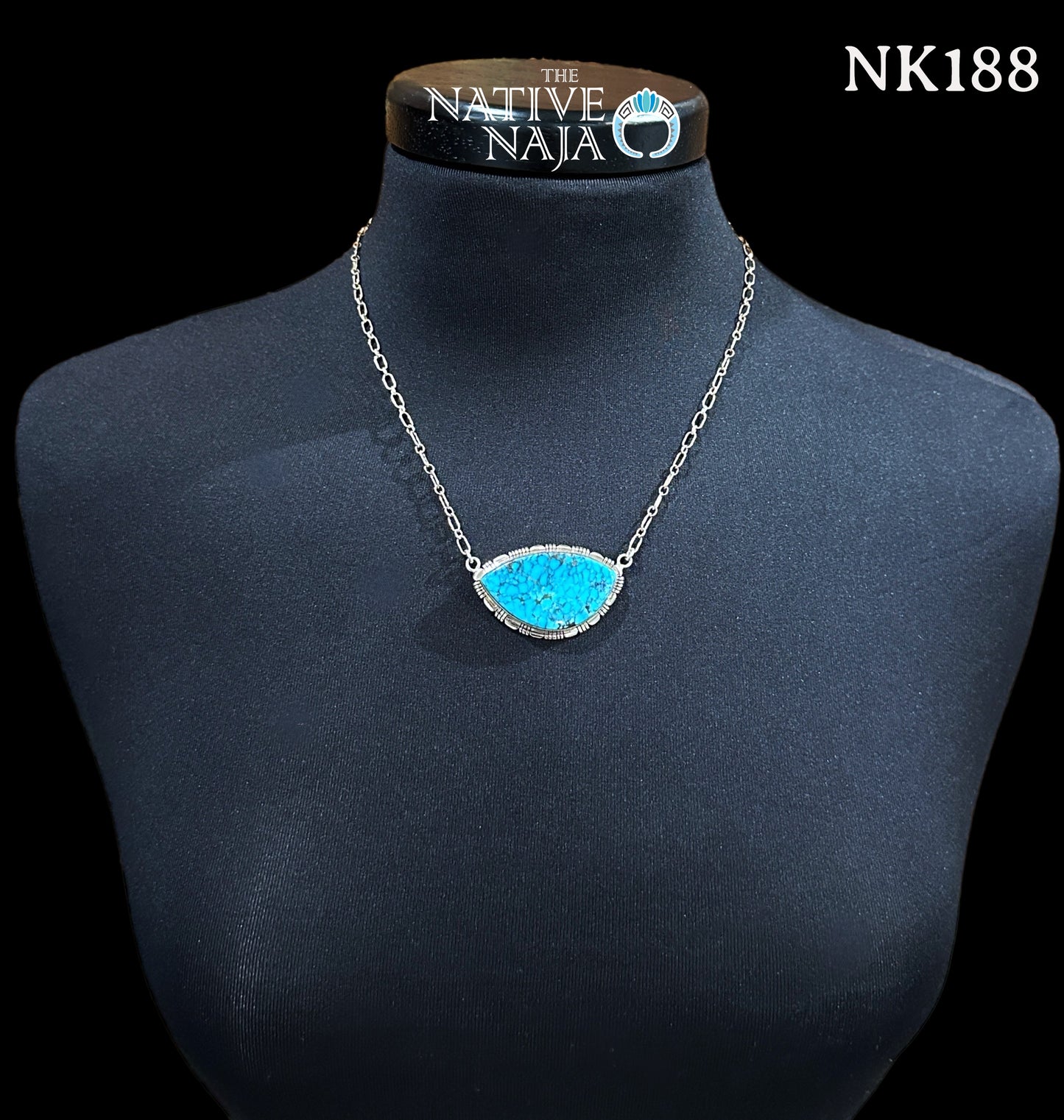Navajo Steve Francisco Spiderweb Kingman Turquoise & Sterling Silver Necklace NK188