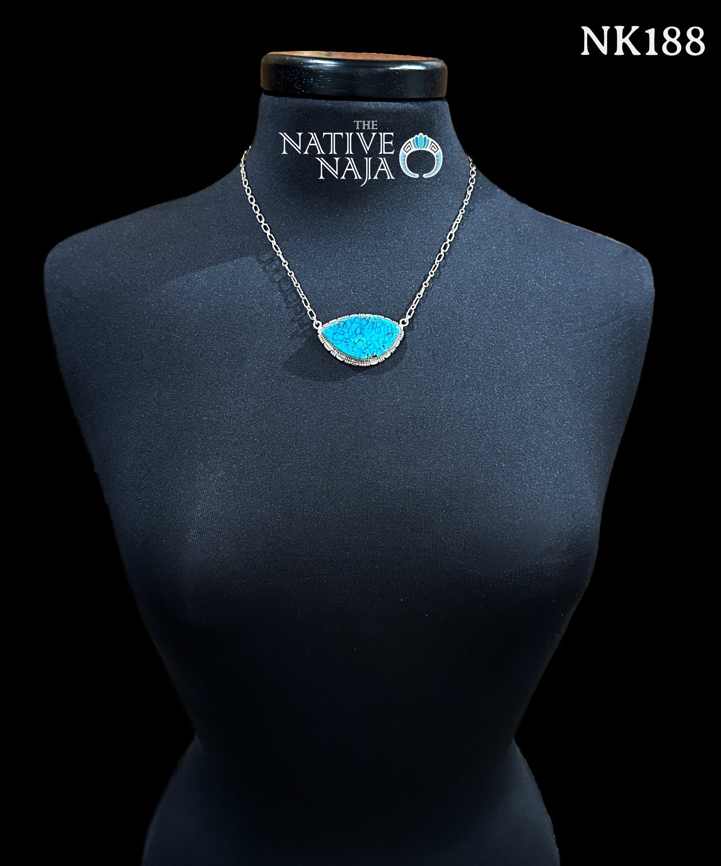 Navajo Steve Francisco Spiderweb Kingman Turquoise & Sterling Silver Necklace NK188