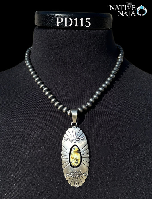 Navajo Daniel Benally Sterling Silver & Palomino Shadow Box Pendant PD115