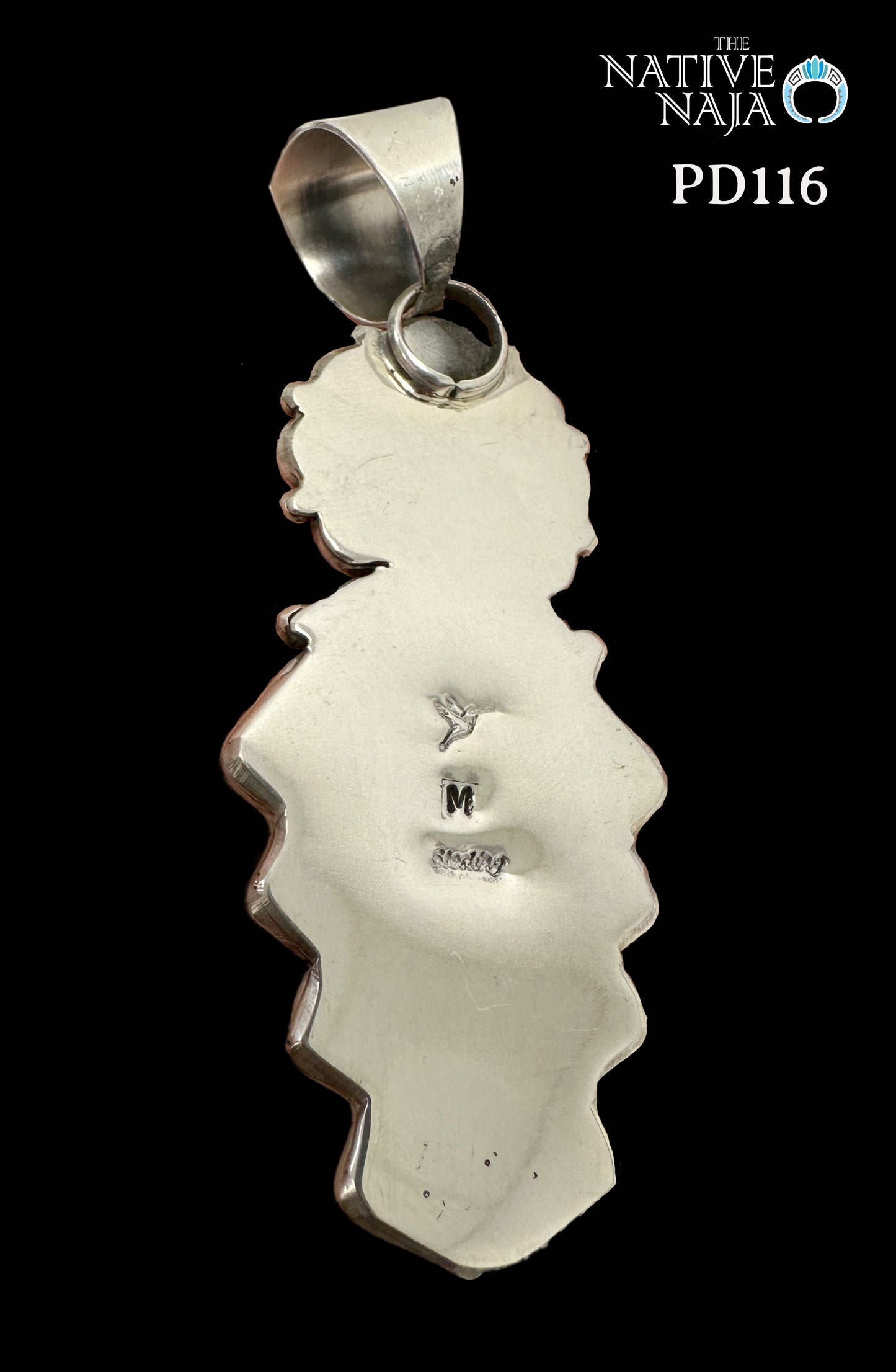 Large Navajo Artist Signed Sterling Silver & Black Onyx Pendant PD116