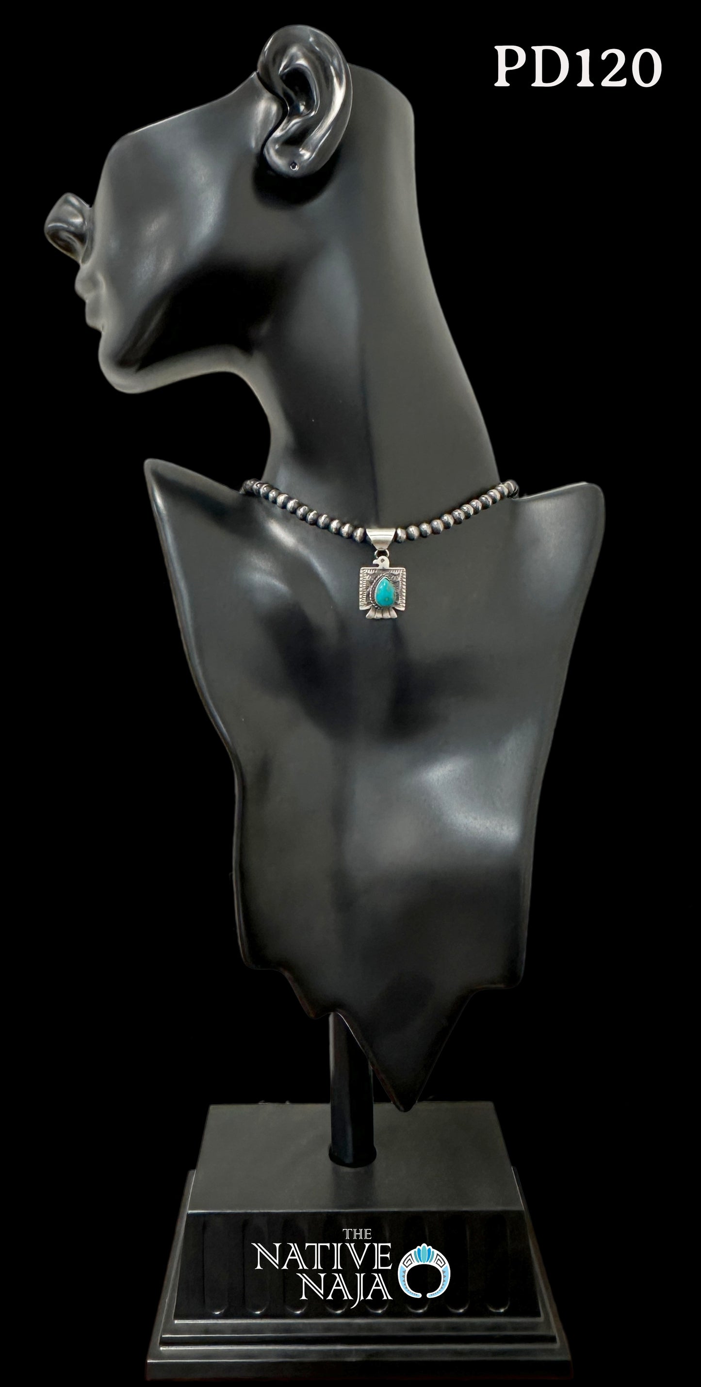 Navajo Freda Martinez Sterling Silver Kingman Turquoise Thunderbird Pendant PD120