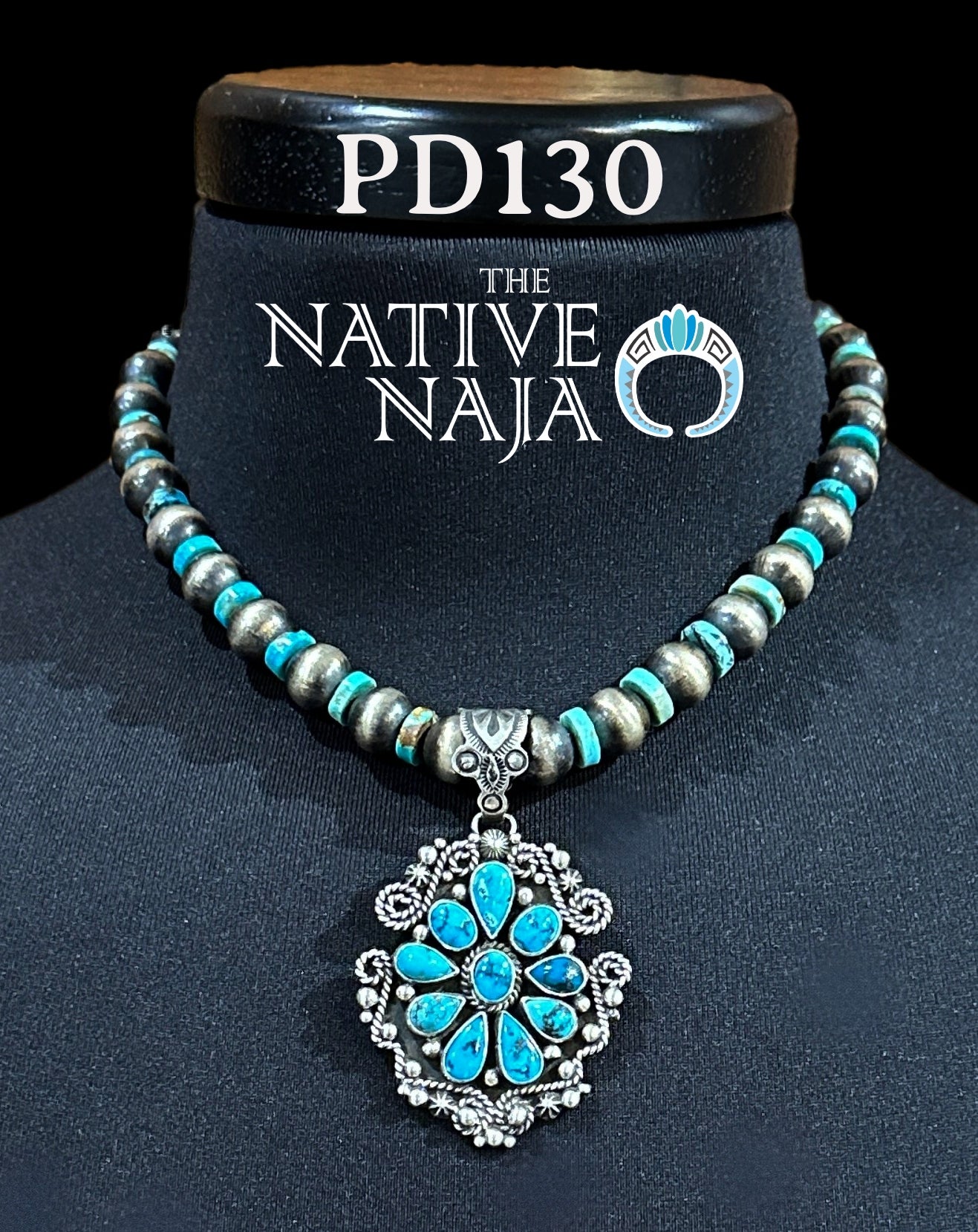 Navajo Geneva Apachito Kingman, Egyptian Turquoise & Sterling Silver Pendant PD130