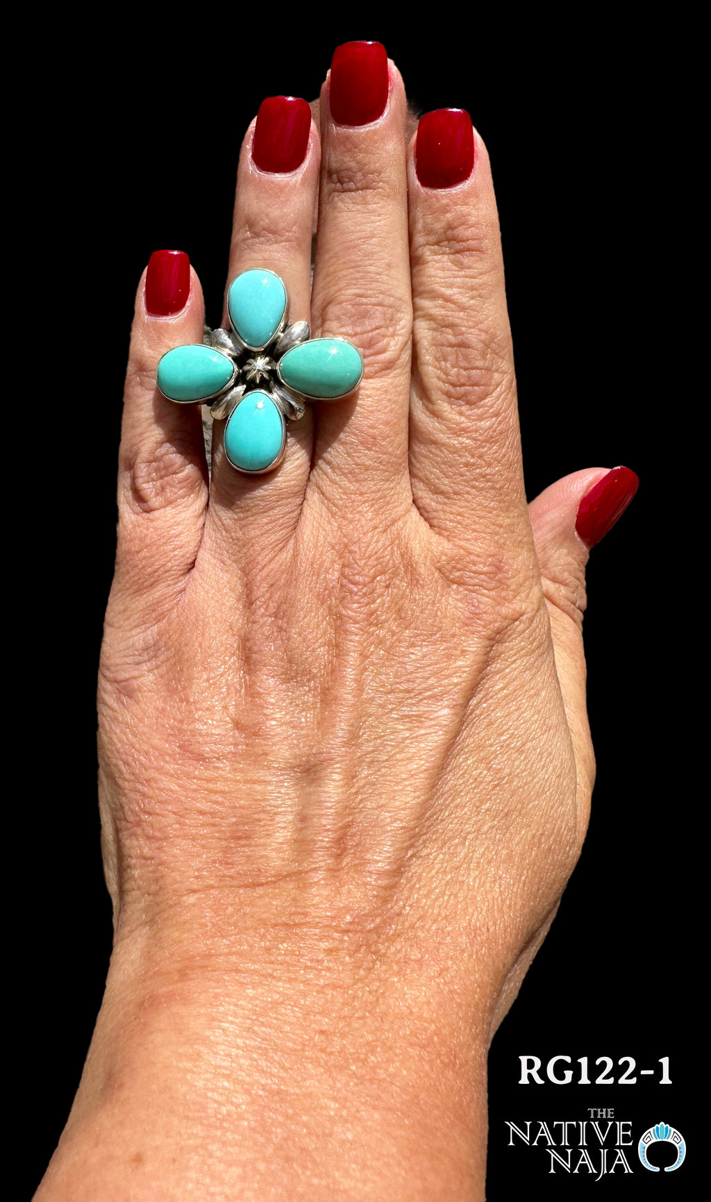 Navajo Etta Endito Sterling Silver & Campitos Turquoise Ring Size 6 RG122-1