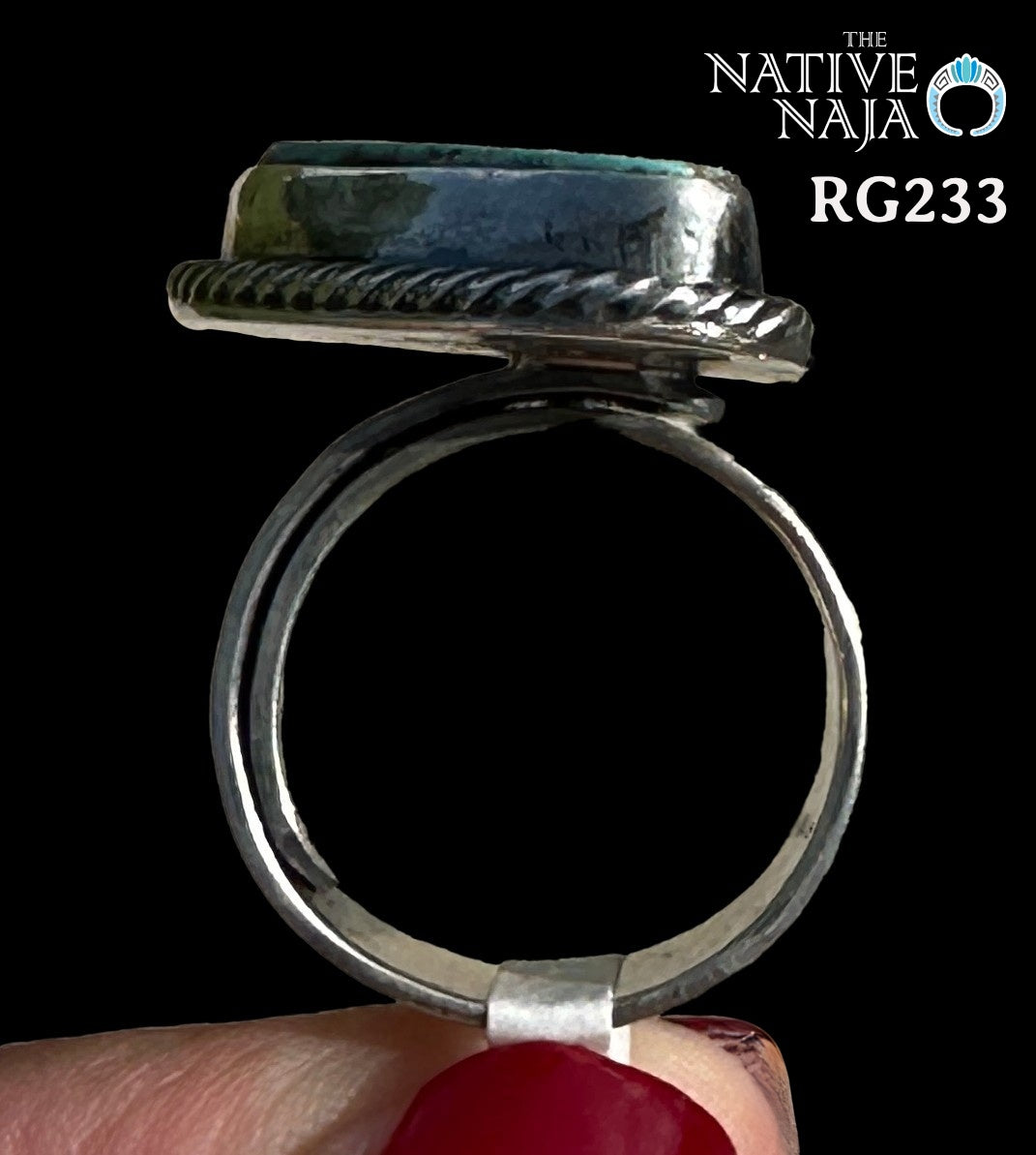 Stunning Navajo Jesse Martinez Royston Turquoise & Sterling Silver Adjustable Ring RG233