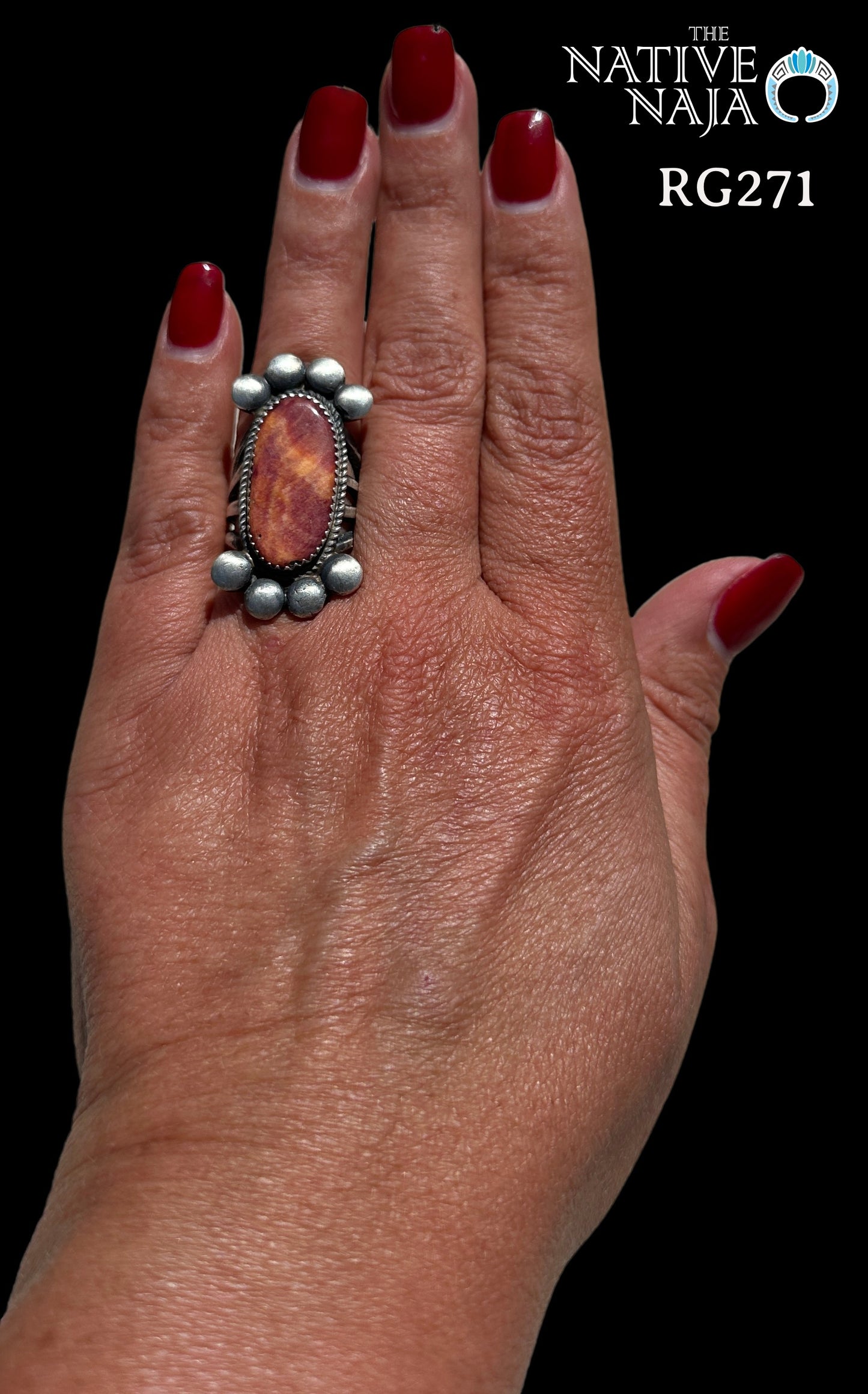 Navajo Martha Cayatineto Sterling Silver & Spiny Oyster Ring Size 6 1/4 RG271