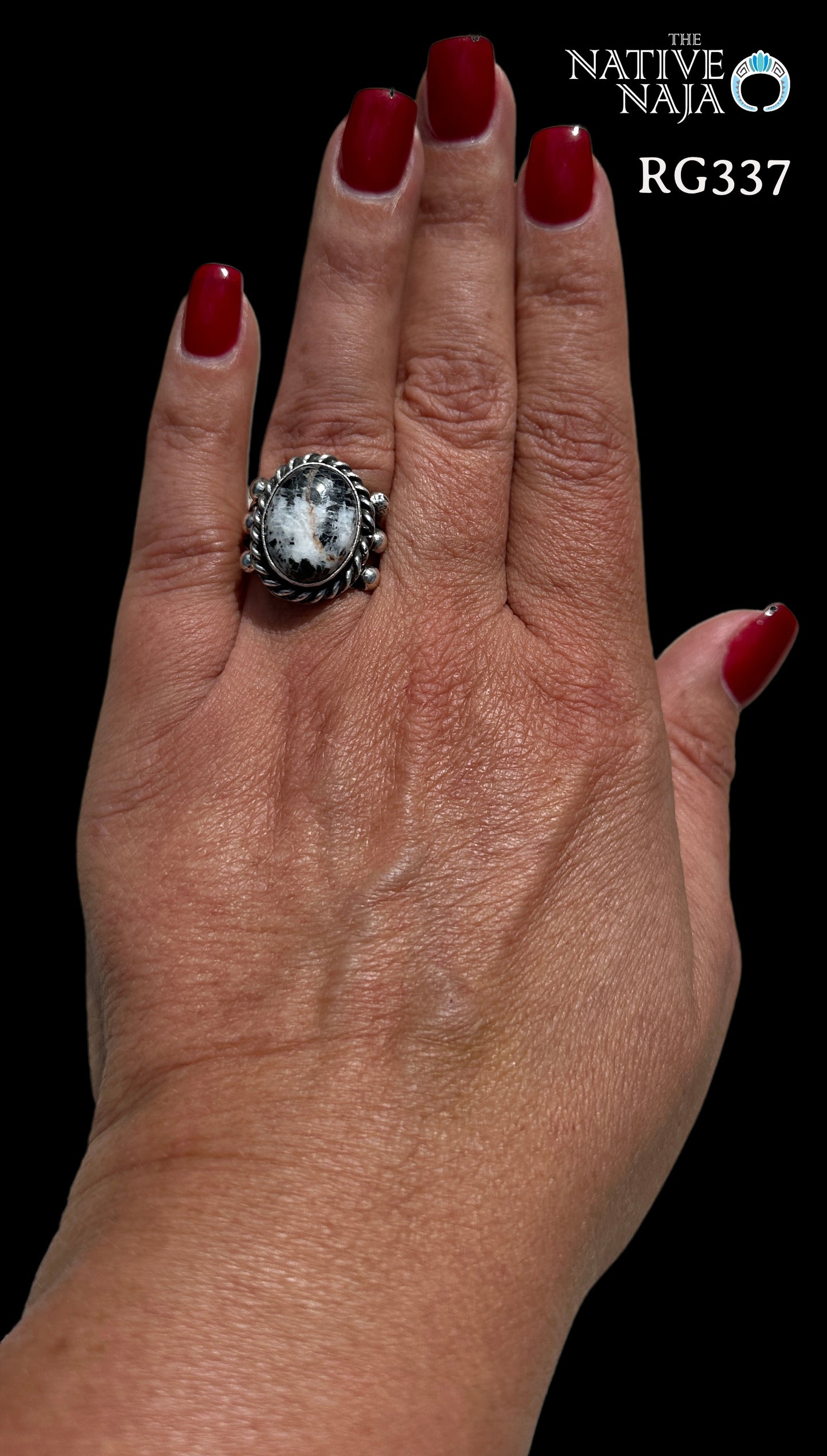 Navajo Artist Robinson Martinez Sterling Silver & White Buffalo Ring Size 8 1/2 RG337