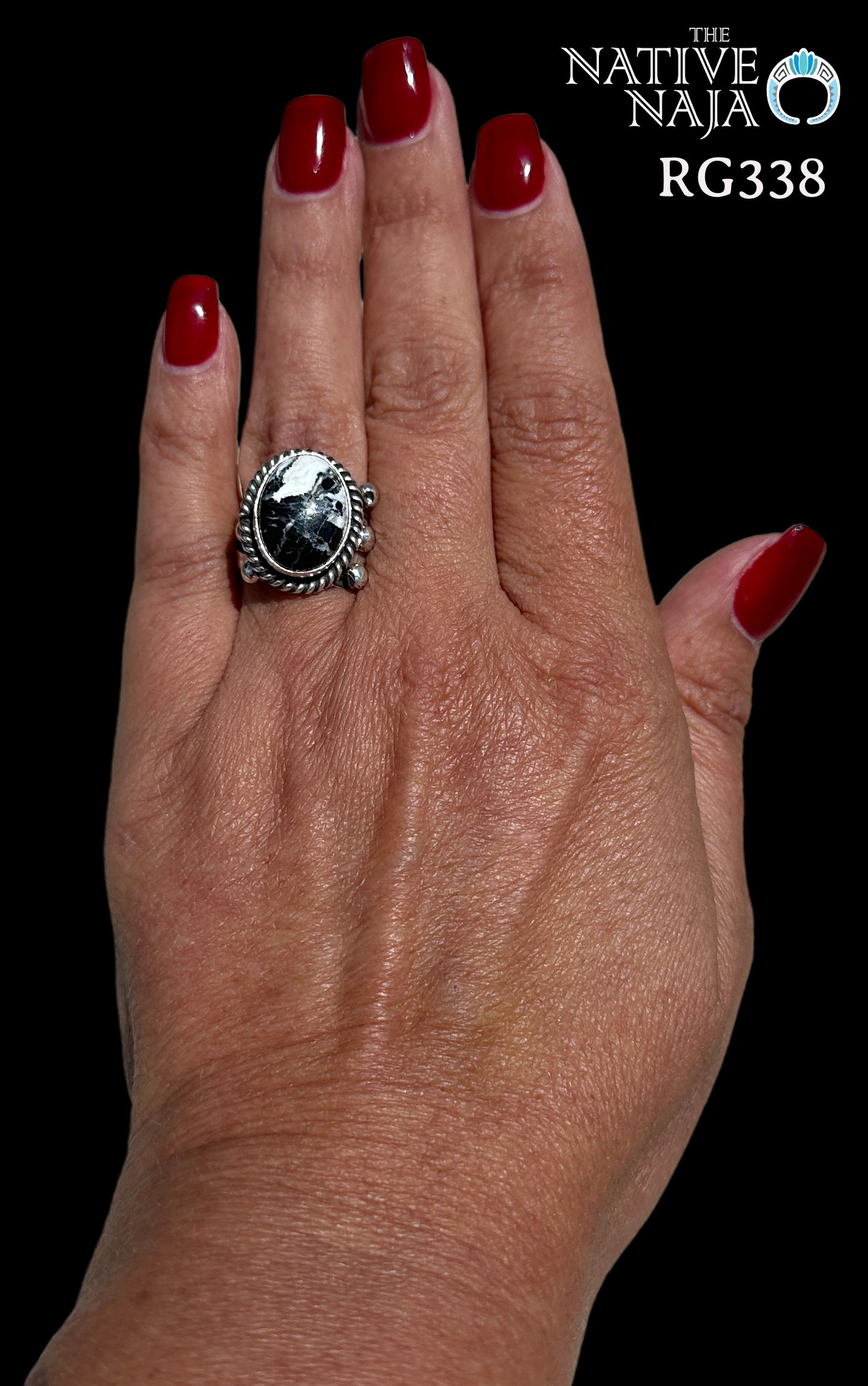 Navajo Artist Robinson Martinez Sterling Silver & White Buffalo Ring Size 7 3/4 RG338