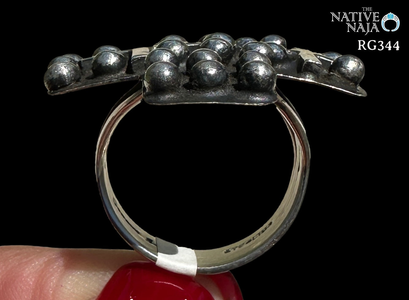 Navajo Artist Geneva Apachito Sterling Silver Cross and Dot Cross Ring SZ 7 3/4 RG344