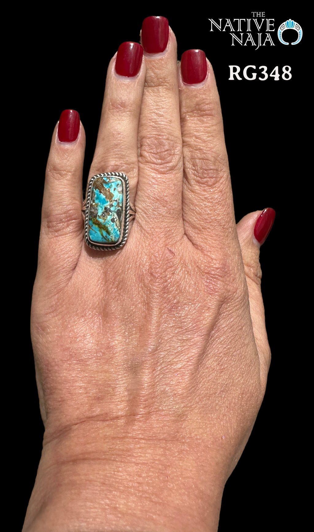 Navajo Artist LaRosa Ganadonegro Sterling Silver & Candelaria Turquoise Ring SZ 8 1/2 RG348