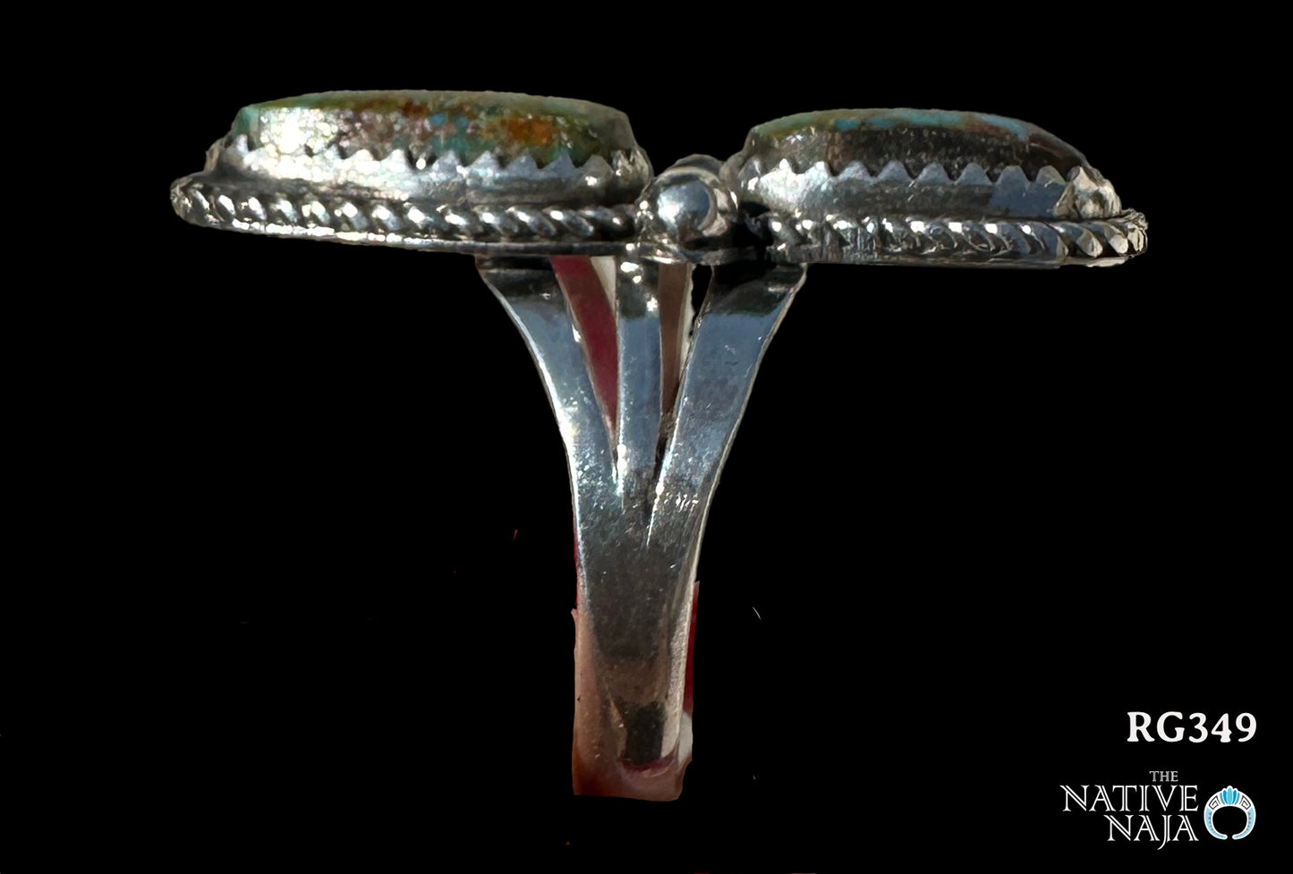 Navajo Artist LaRosa Ganadonegro Sterling Silver & Rare Blue Gem Turquoise Ring SZ 7 3/4 RG349