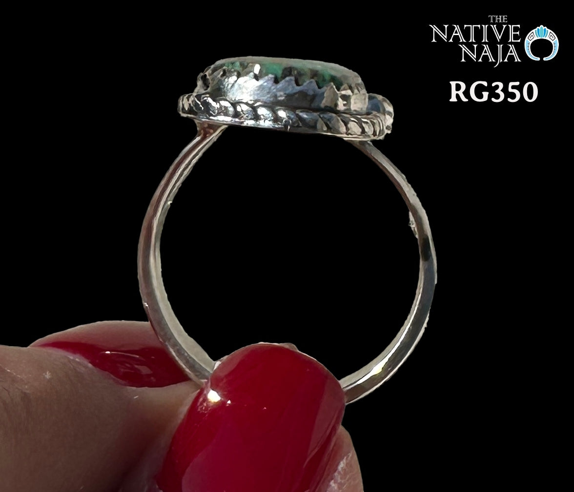 Navajo Artist LaRosa Ganadonegro Sterling Silver & Rare Blue Gem Turquoise Ring SZ 7 1/2 RG350