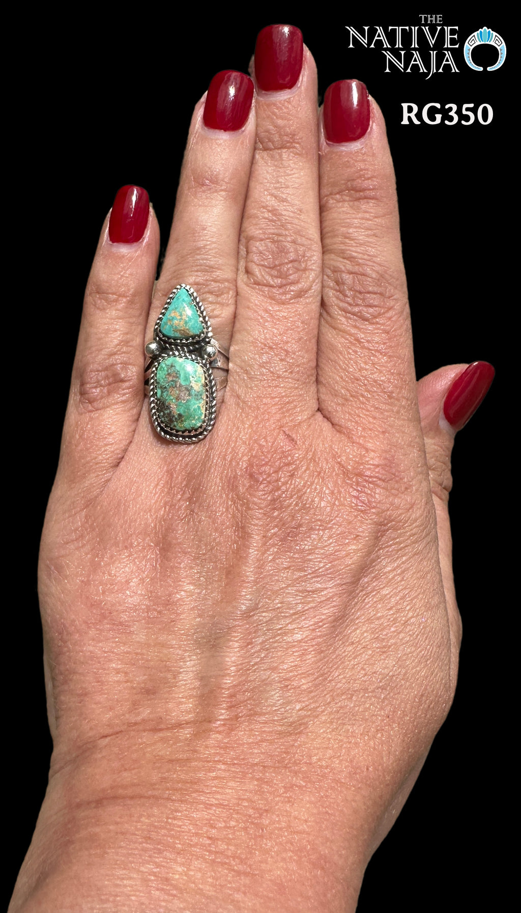 Navajo Artist LaRosa Ganadonegro Sterling Silver & Rare Blue Gem Turquoise Ring SZ 7 1/2 RG350