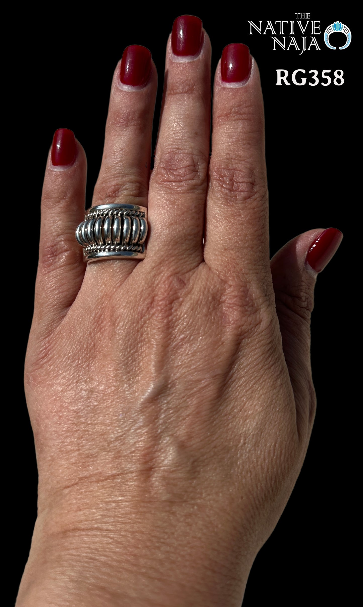 Navajo Artist Thomas Charley Signature Hand Crafted Sterling Silver Wide Band Ring SZ 8 1/2 RG358