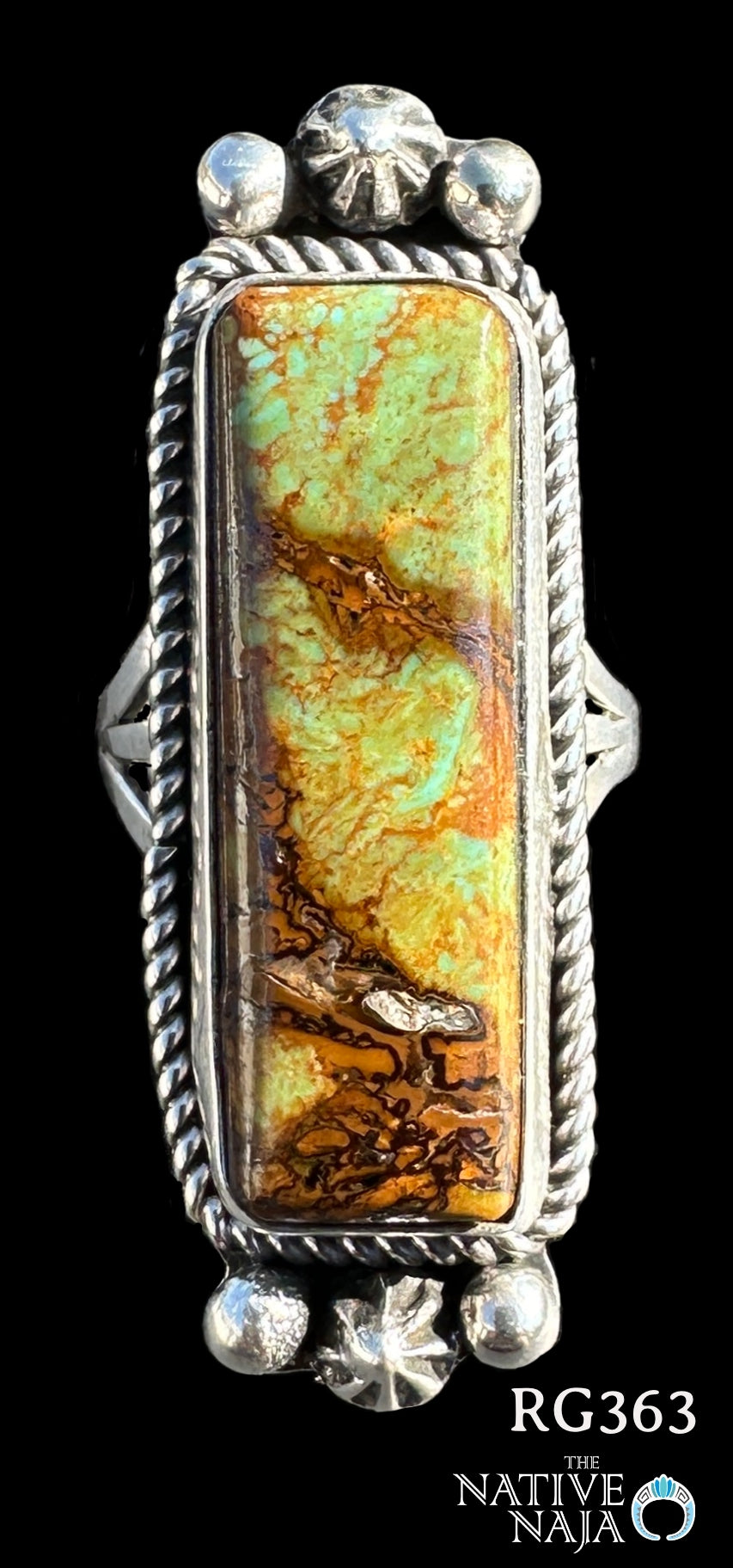 Navajo Artist LaRosa Ganadonegro Sterling Silver & Nevada Blue Turquoise Ring SZ 8 RG363