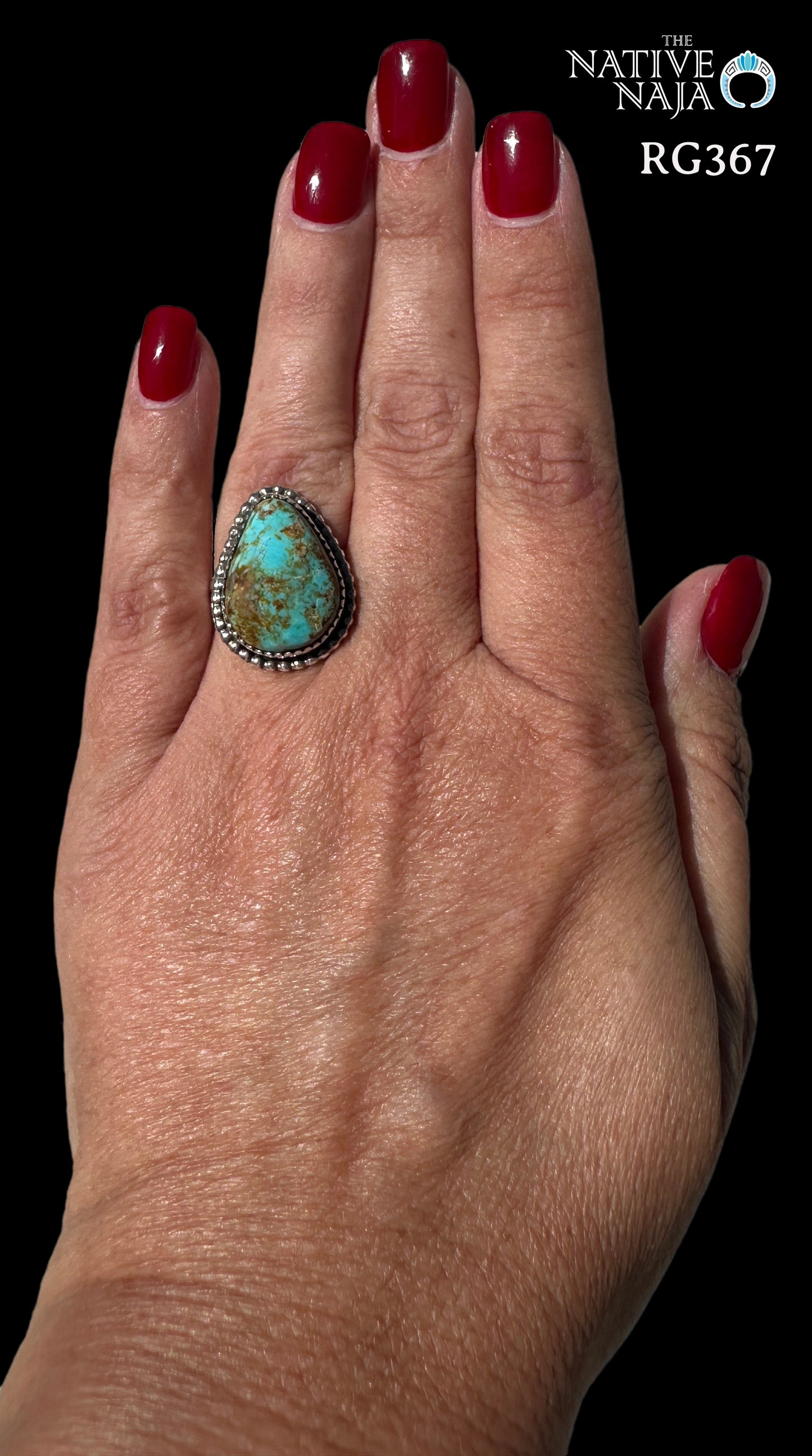 Navajo Artist Rosella Paxton Sterling Silver & Kingman Turquoise Ring SZ 7 3/4 RG367